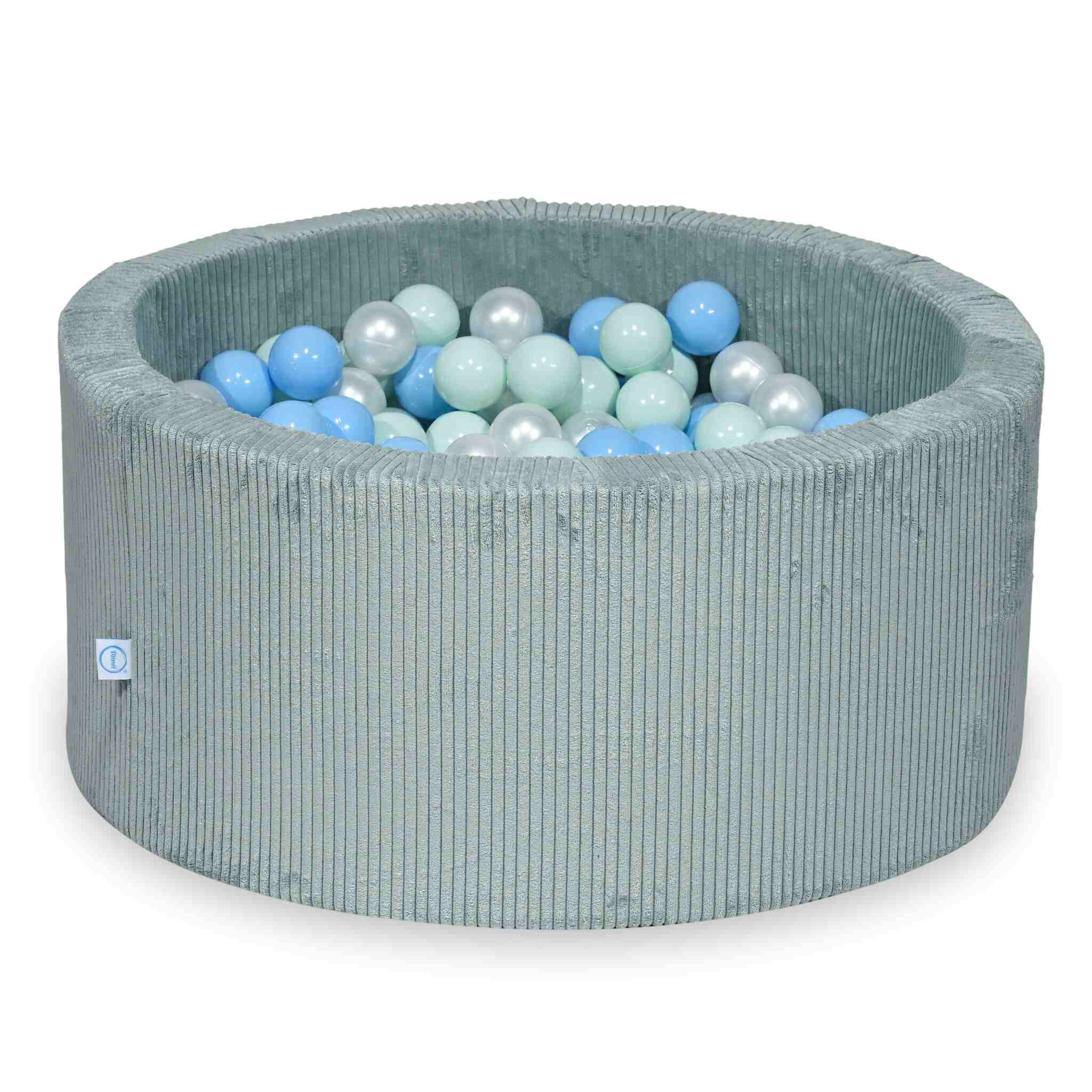 Piscine à balles en velours côtelé menthe claire 90x40 cm avec 300 balles