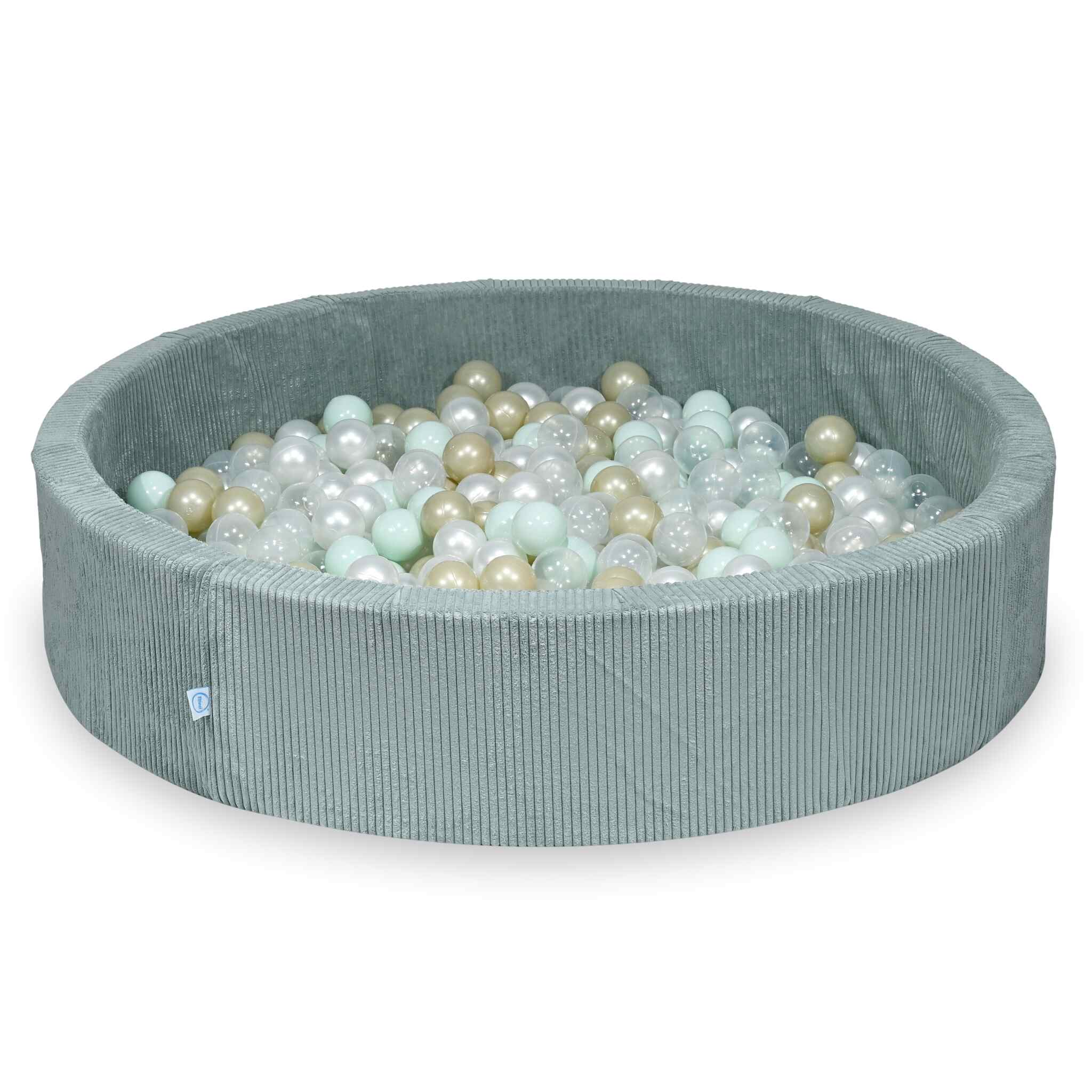 Piscine à balles en velours côtelé menthe claire 130x30 cm avec 600 balles