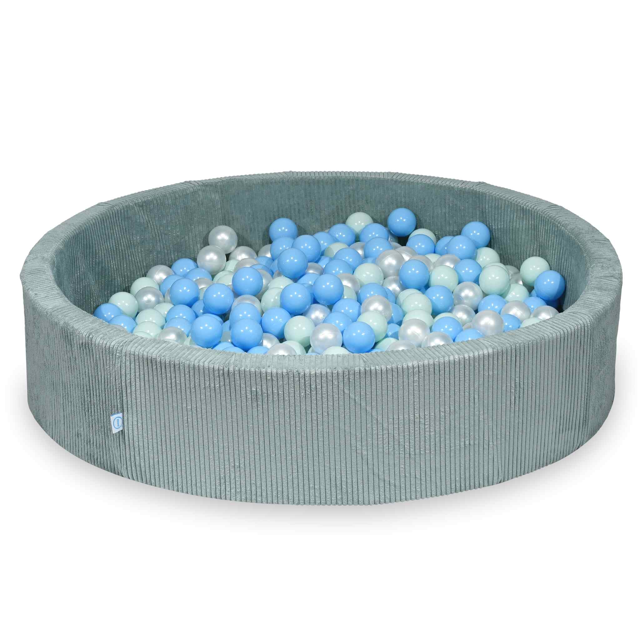 Piscine à balles en velours côtelé menthe claire 130x30 cm avec 600 balles