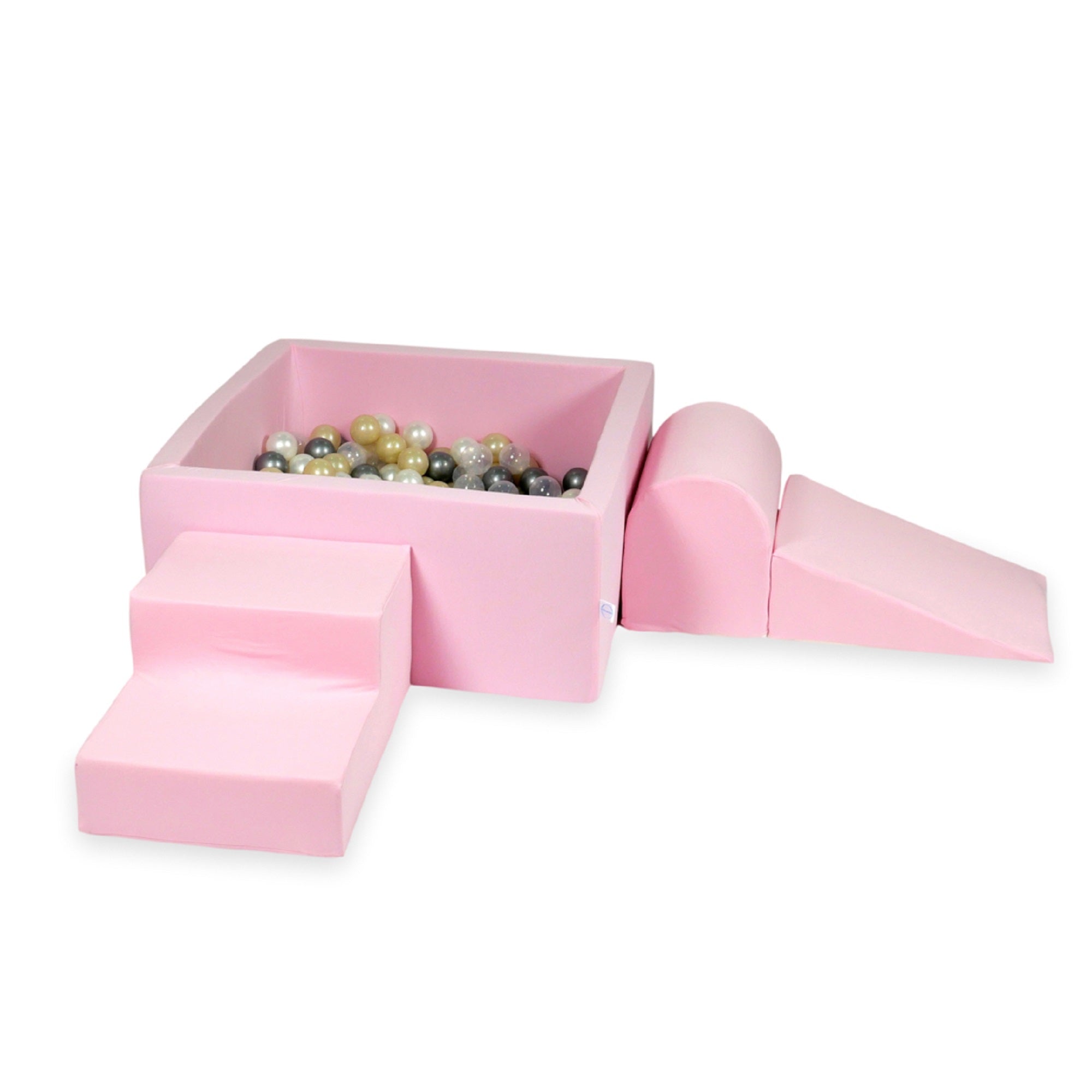 Aire de jeux en mousse avec piscine à balles carrée set de jeu enfant 90x90x40 rose poudré + 400 balles