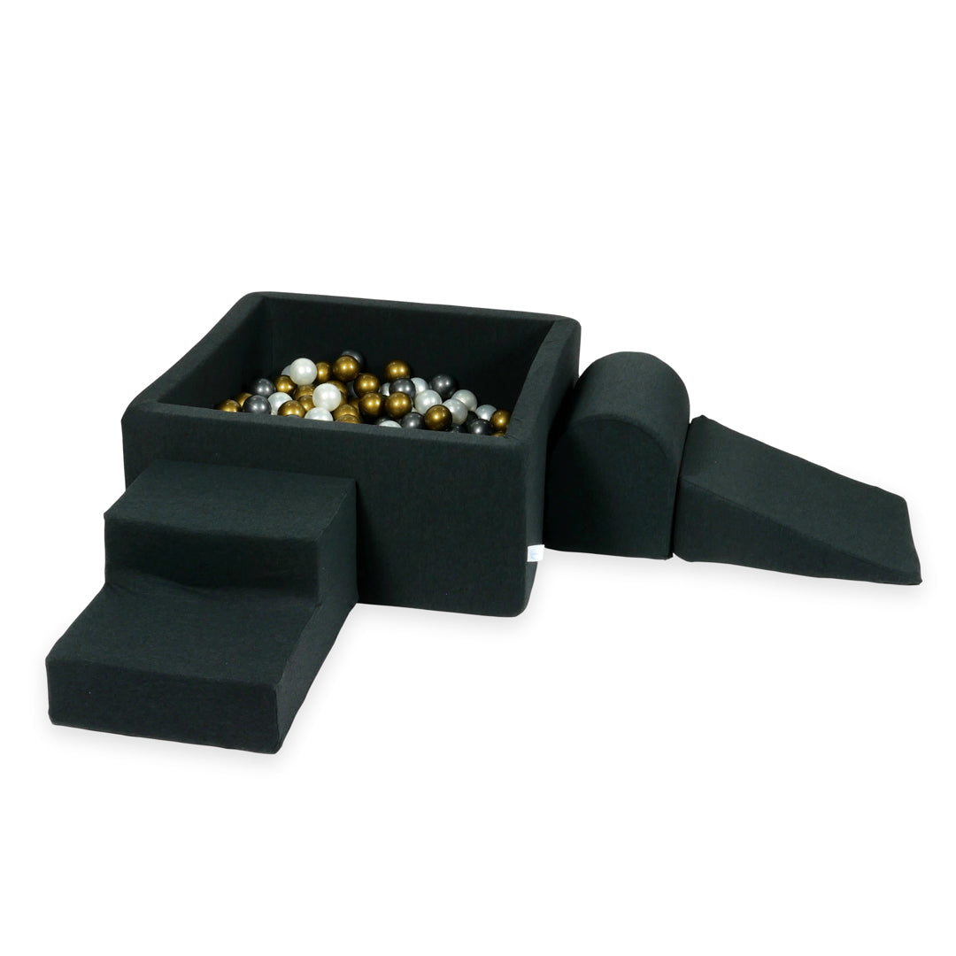 Aire de jeux en mousse avec piscine à balles carrée set de jeu enfant 90x90x40 graphite + 400 balles