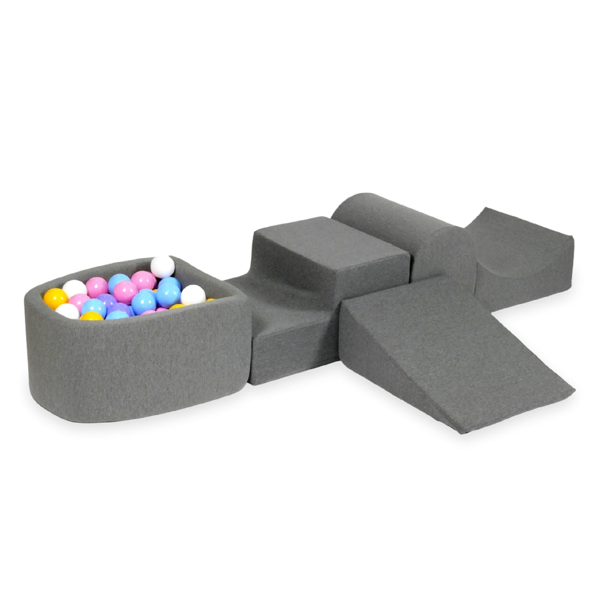 Aire de jeux en mousse avec colline et piscine micro gris + 100 balles 