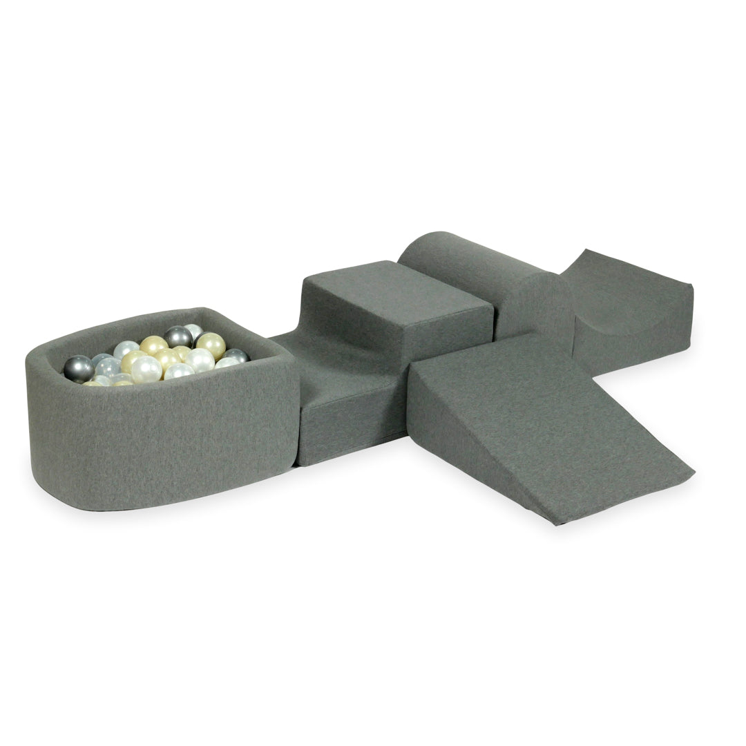 Aire de jeux en mousse avec colline et piscine micro gris + 100 balles 