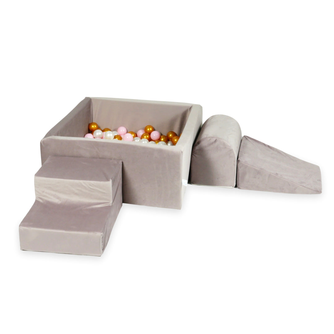 Aire de jeux en mousse avec piscine à balles carrée set de jeu enfant 90x90x40 velvet lilac + 400 balles