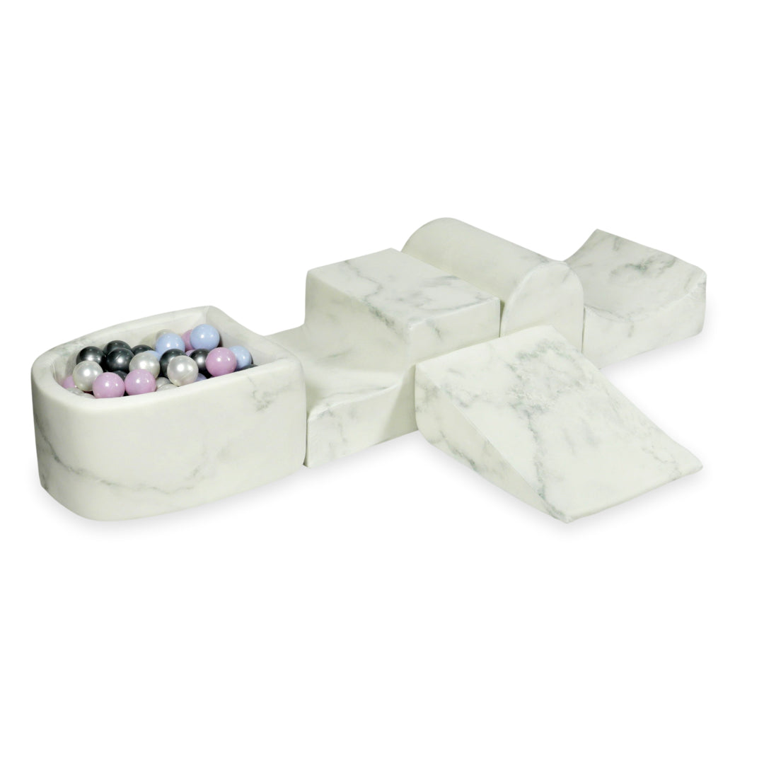 Aire de jeux en mousse avec colline et piscine micro marbre + 100 balles