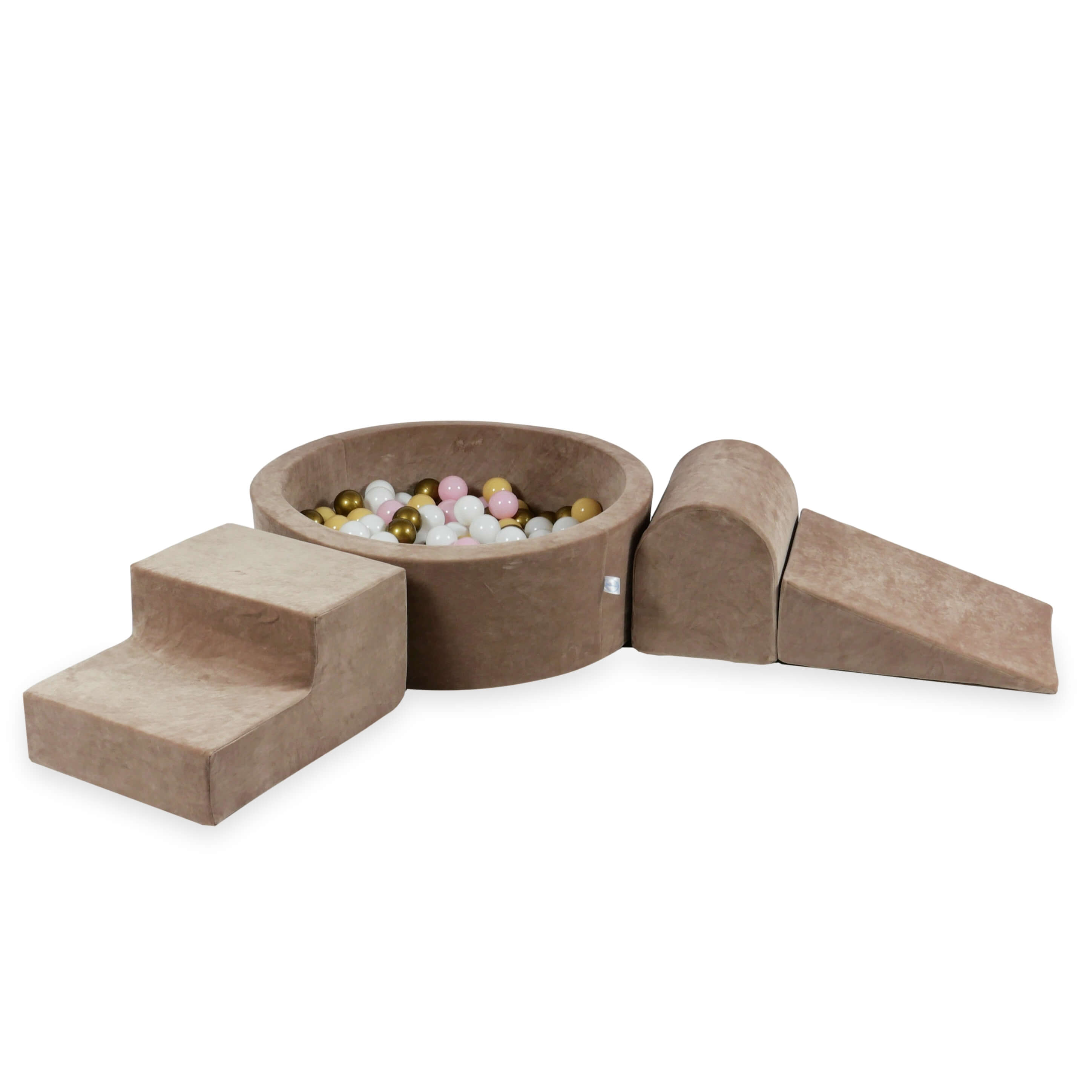 Aire de jeux en mousse avec piscine ronde 90x30 velvet soft brown + 200 balles