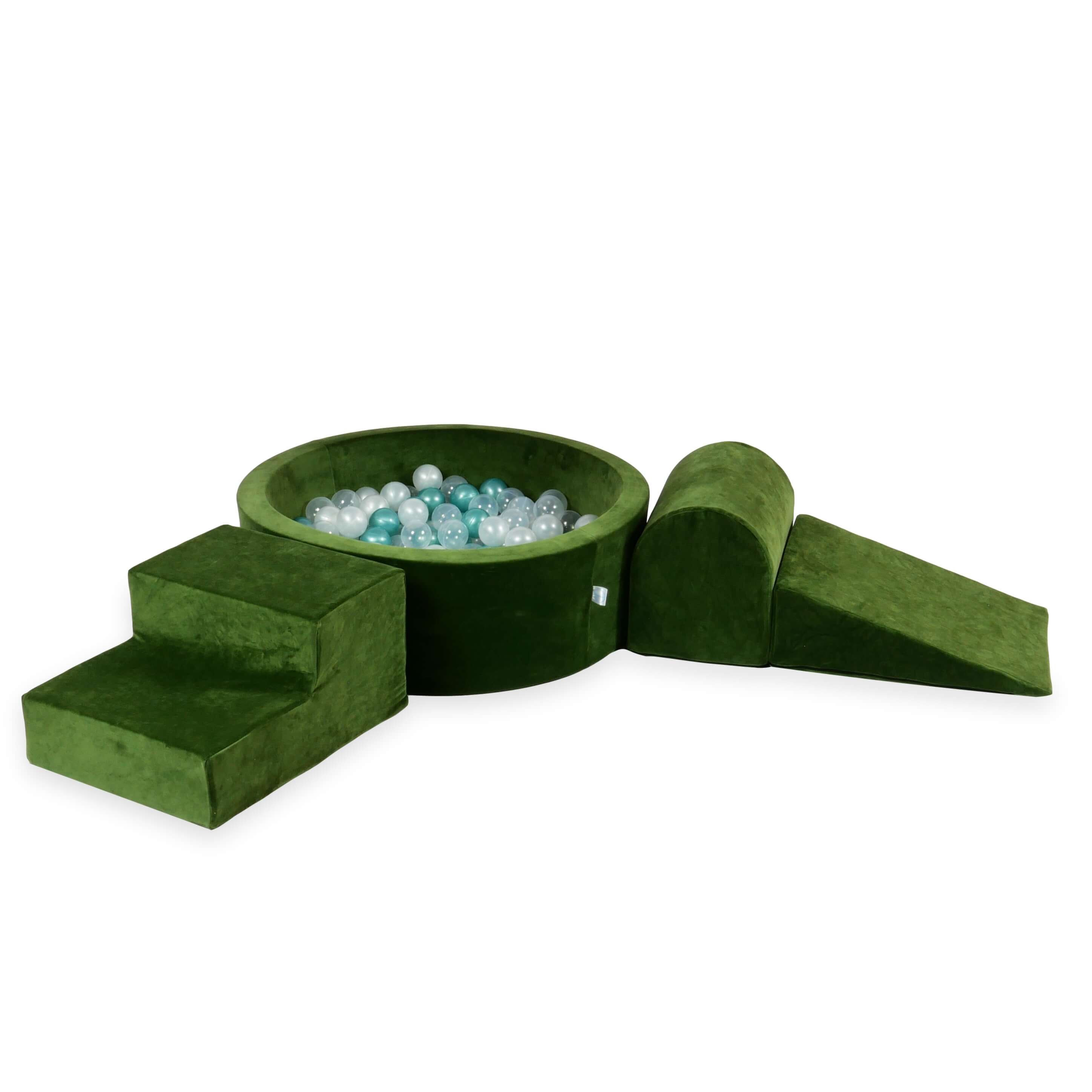 Aire de jeux en mousse avec piscine ronde 90x30 velvet soft olive + 200 balles