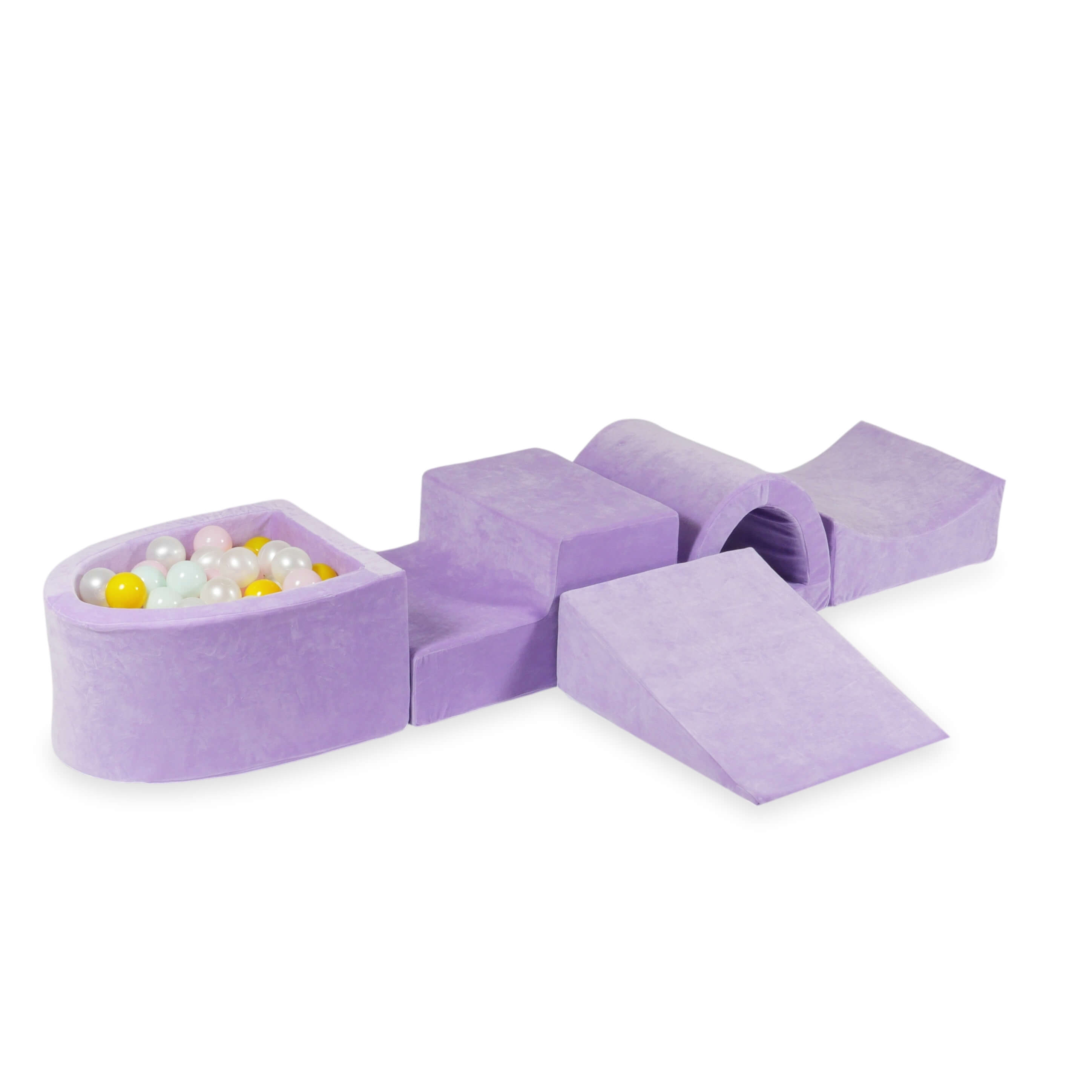 Aire de jeux en mousse avec pont et piscine micro lilac + 100 balles
