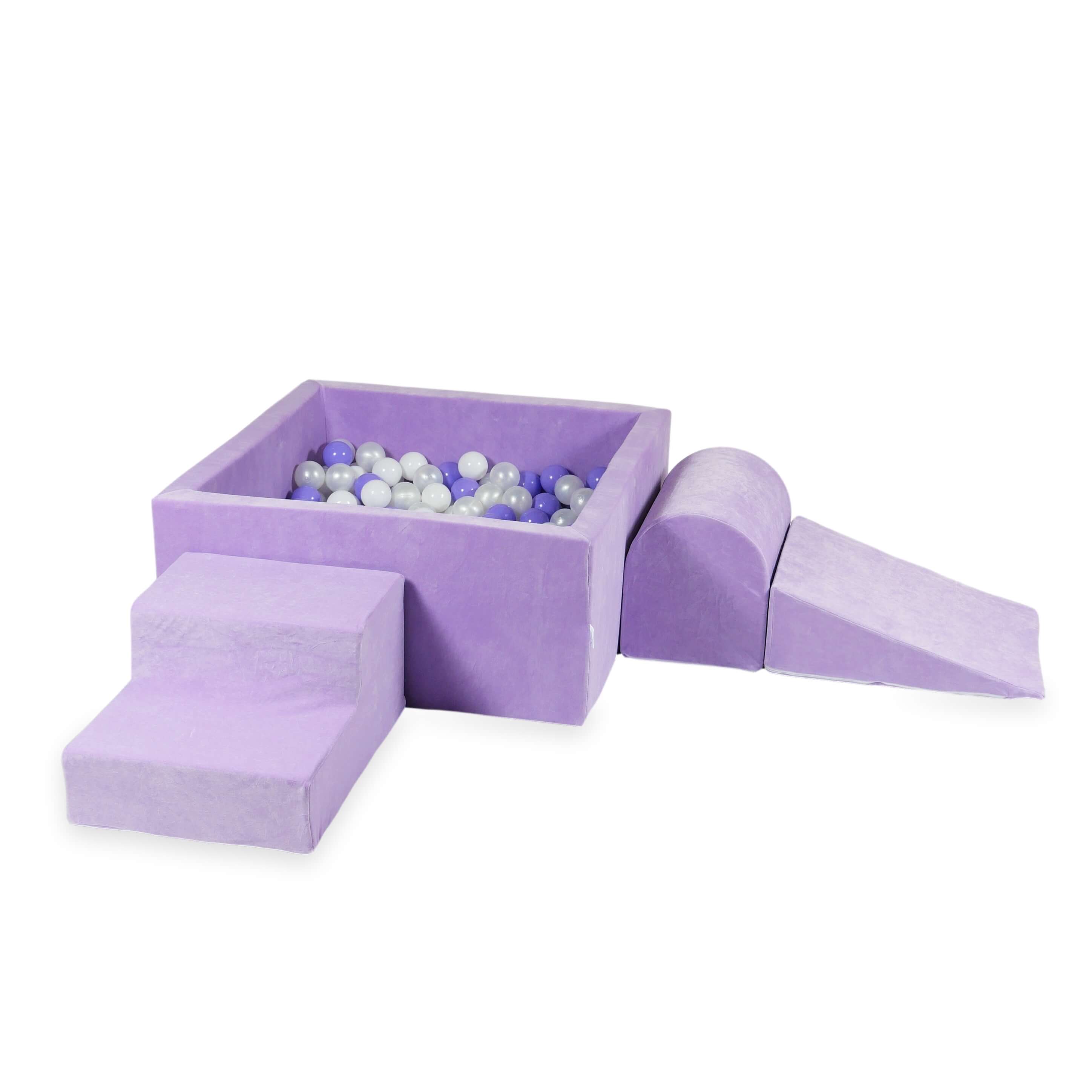Aire de jeux en mousse avec piscine à balles carrée set de jeu enfant 90x90x40 lilac + 400 balles