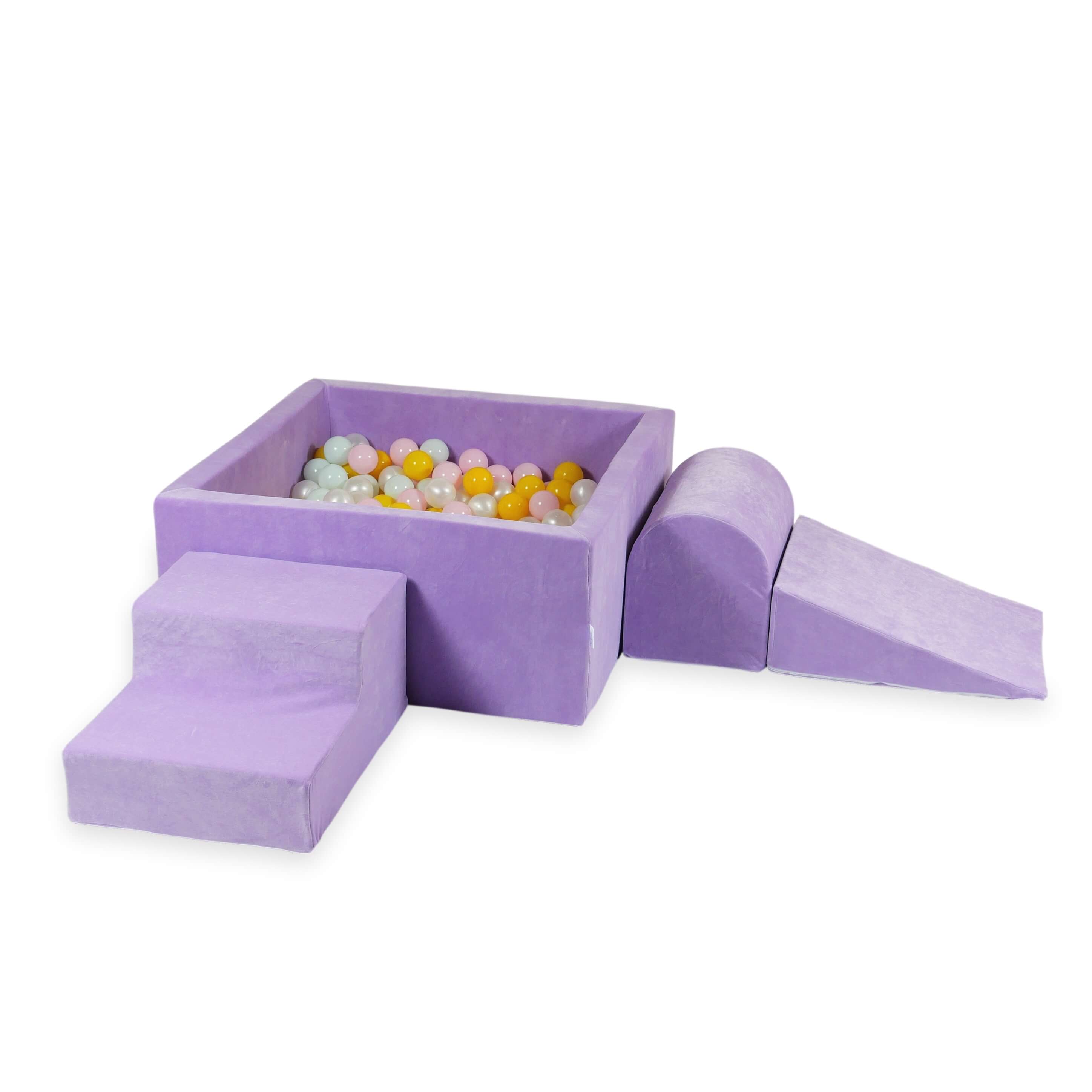 Aire de jeux en mousse avec piscine à balles carrée set de jeu enfant 90x90x40 lilac + 400 balles