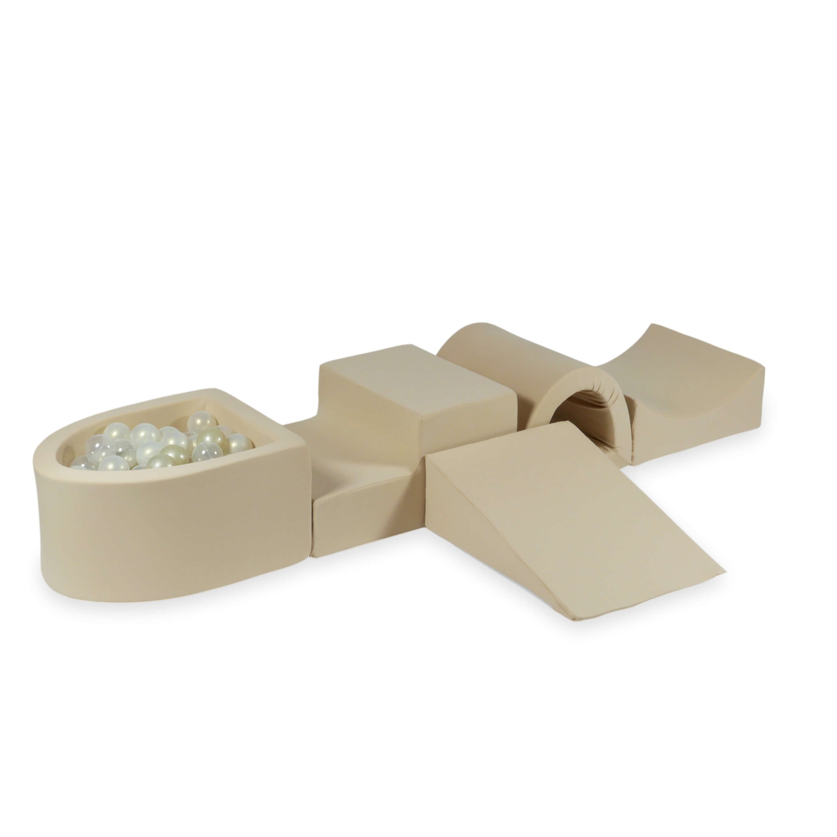 Aire de jeux en mousse avec pont et piscine micro beige