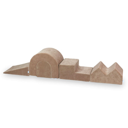 Aire de jeux en mousse avec piscine ronde 90x30 Velvet Soft Beige Foncé + 5 éléments sans balles