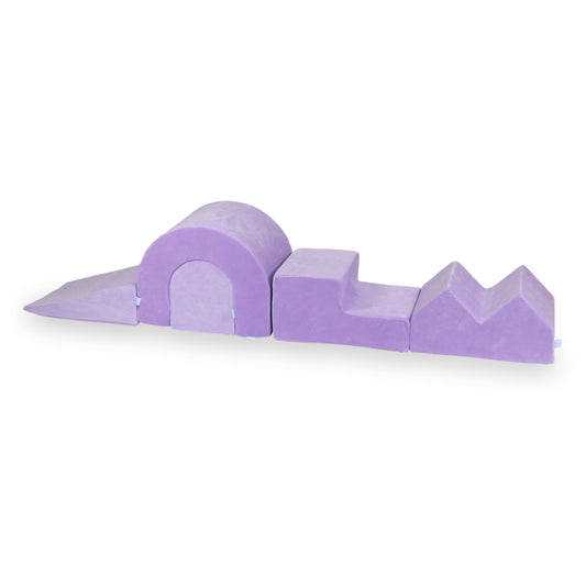 Aire de jeux en mousse avec piscine ronde 90x30 Velvet Soft Violet + 5 éléments + 200 balles (blanc, nacré, mauve)