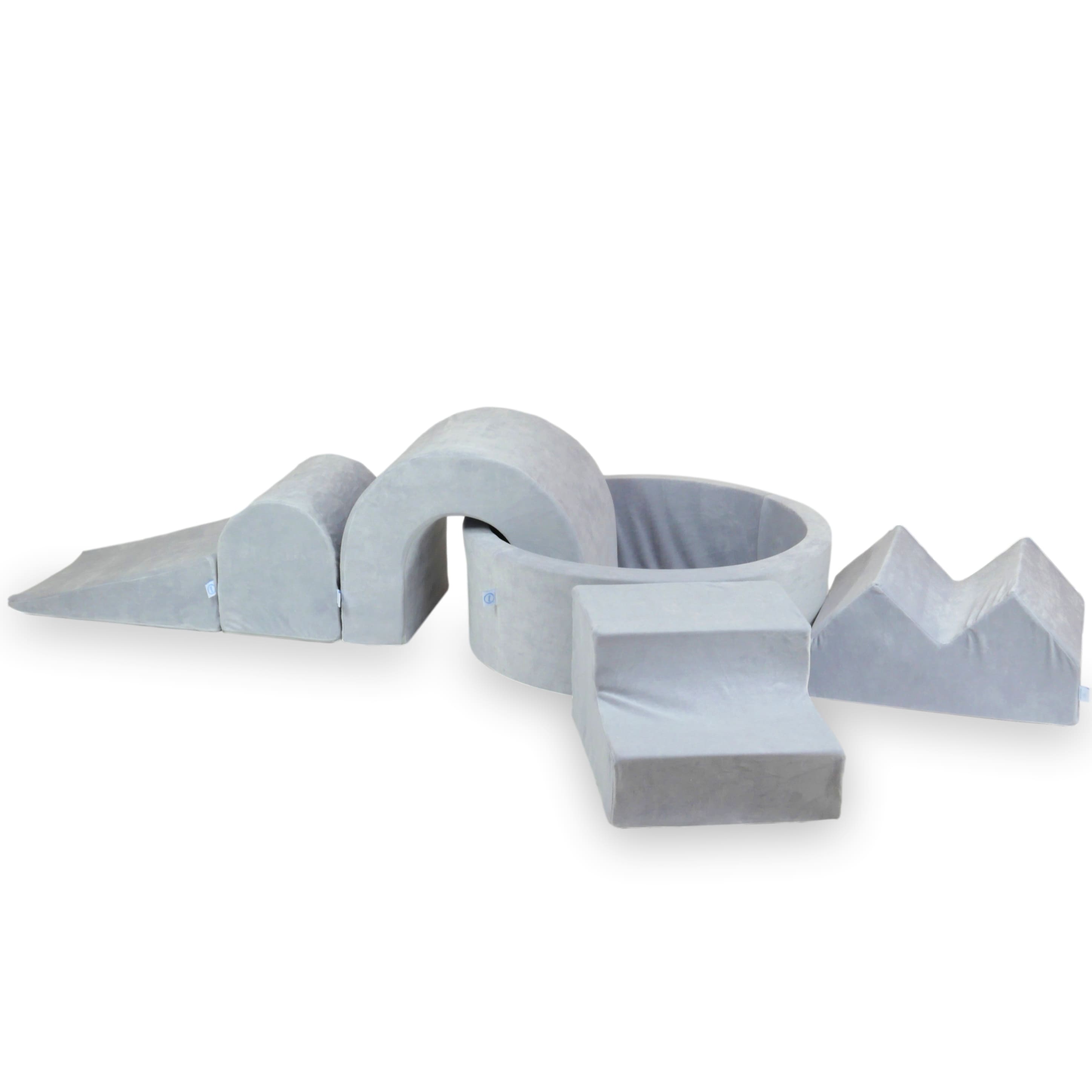 Aire de jeux en mousse avec piscine ronde 90x30 Velvet Soft + 5 éléments sans balles