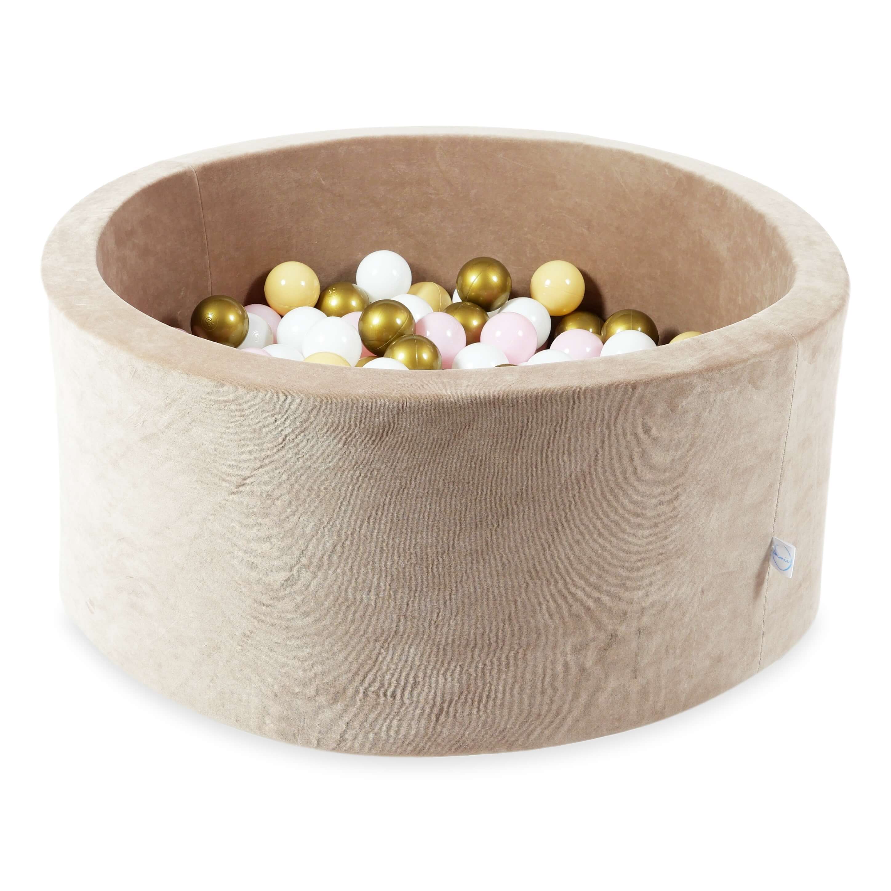 Piscine à balles en velvet soft brown 90x40 cm avec 300 balles