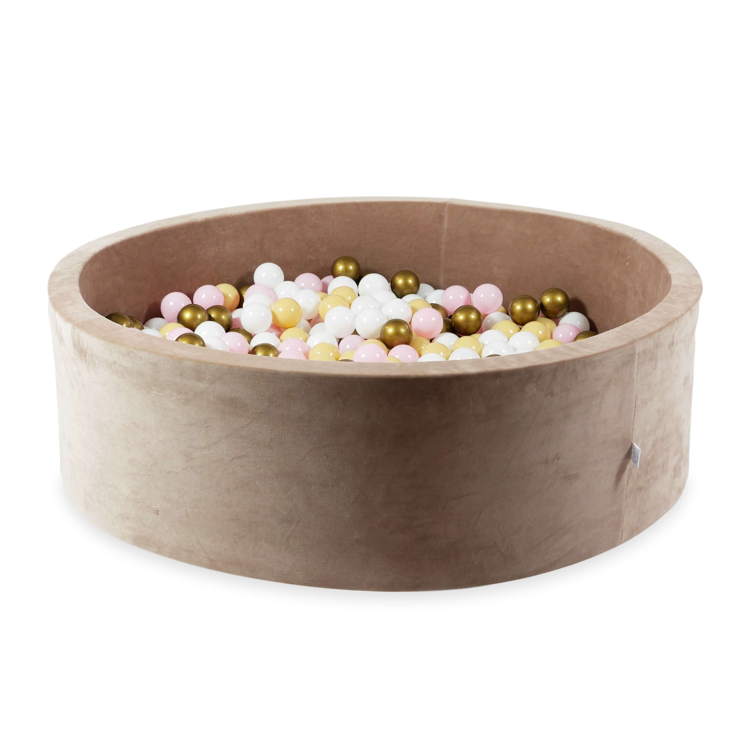 Piscine à balles en velvet soft brown 130x40 cm avec 700 balles