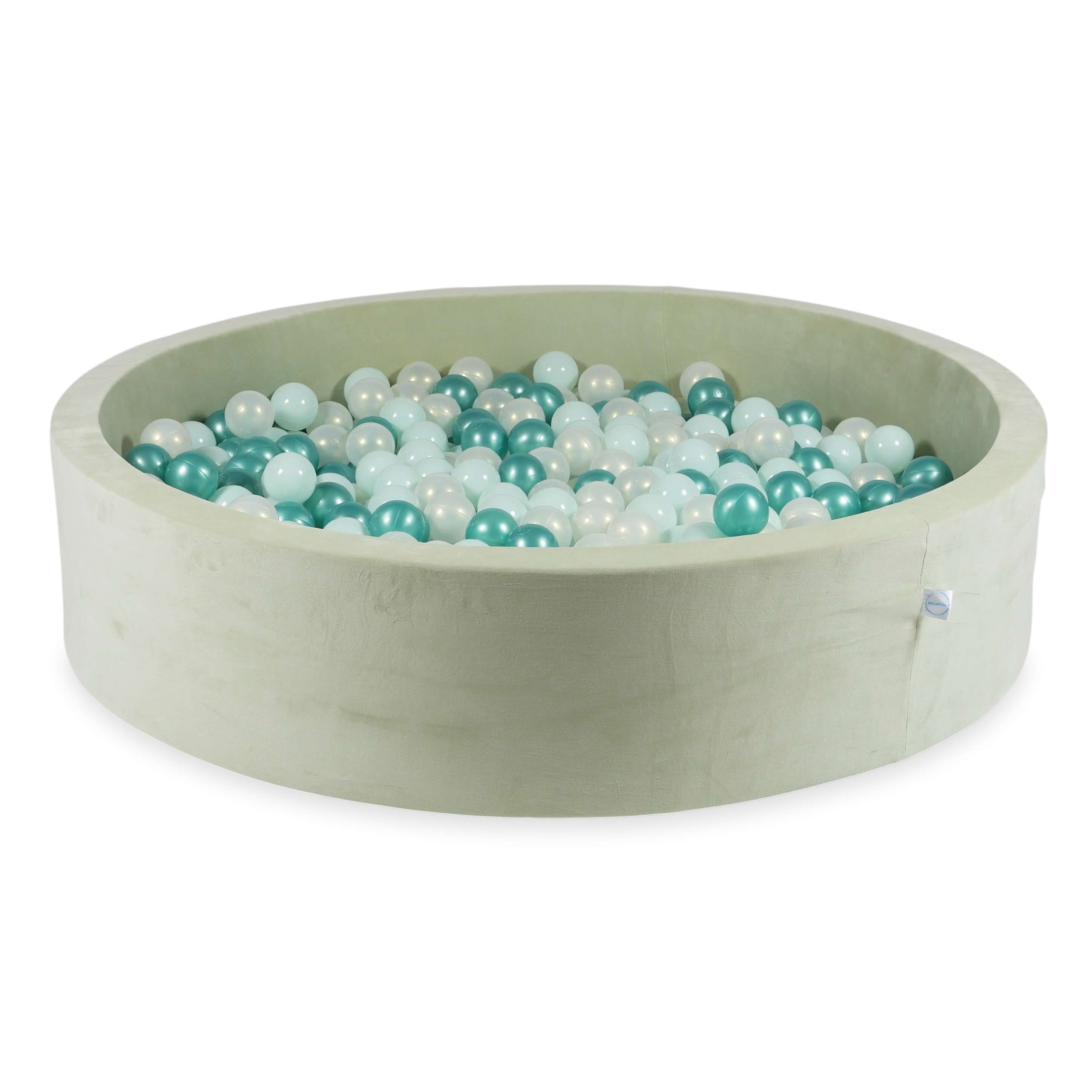 Piscine à balles en velvet soft pistachio 130x30 cm avec 600 balles