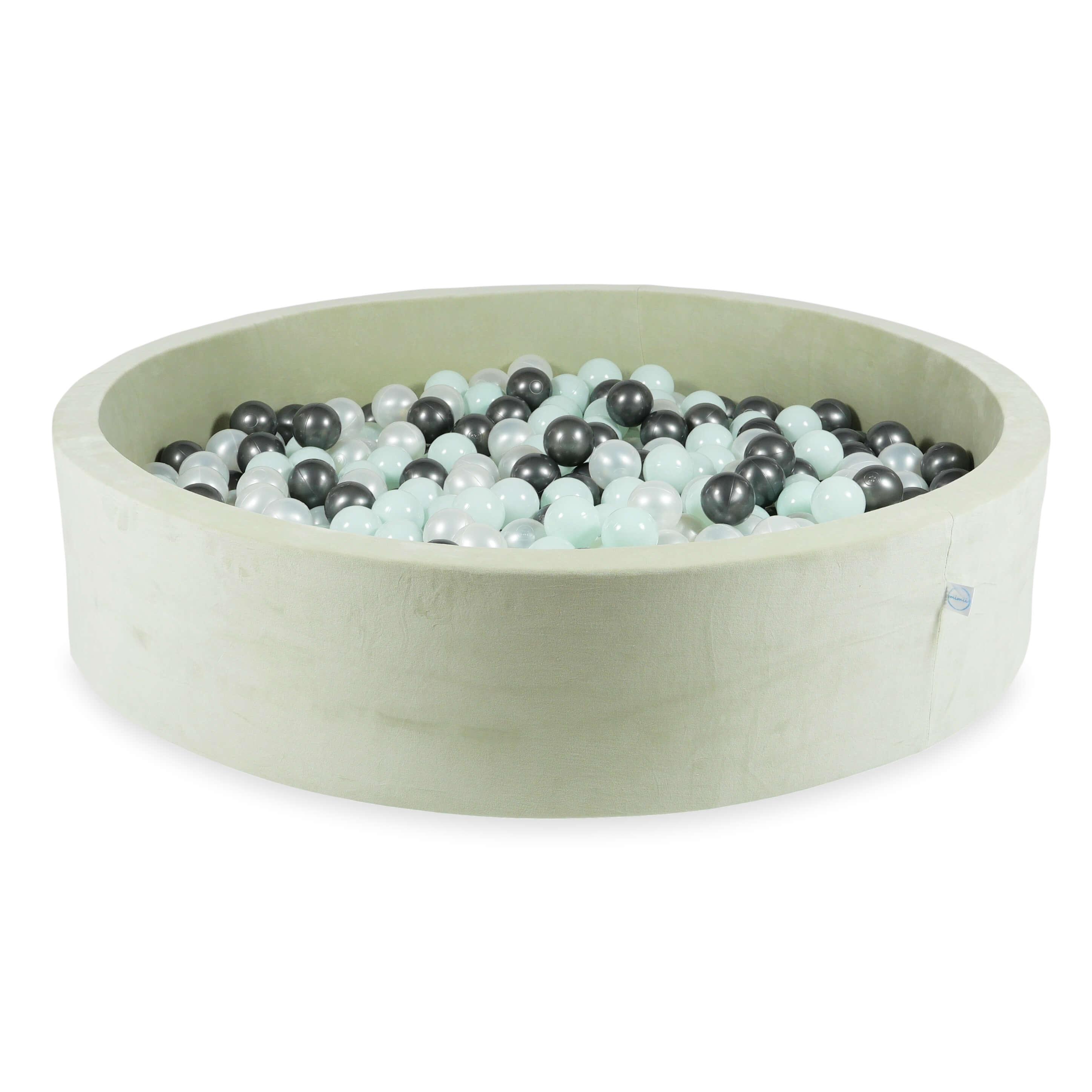 Piscine à balles en velvet soft pistachio 130x30 cm avec 600 balles