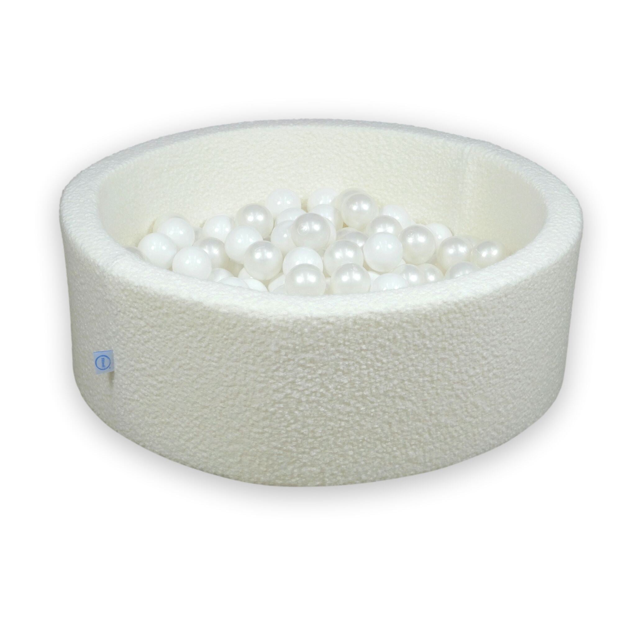 Piscine à balles en velours  Boucle Blanc 90x30 cm avec 200 balles