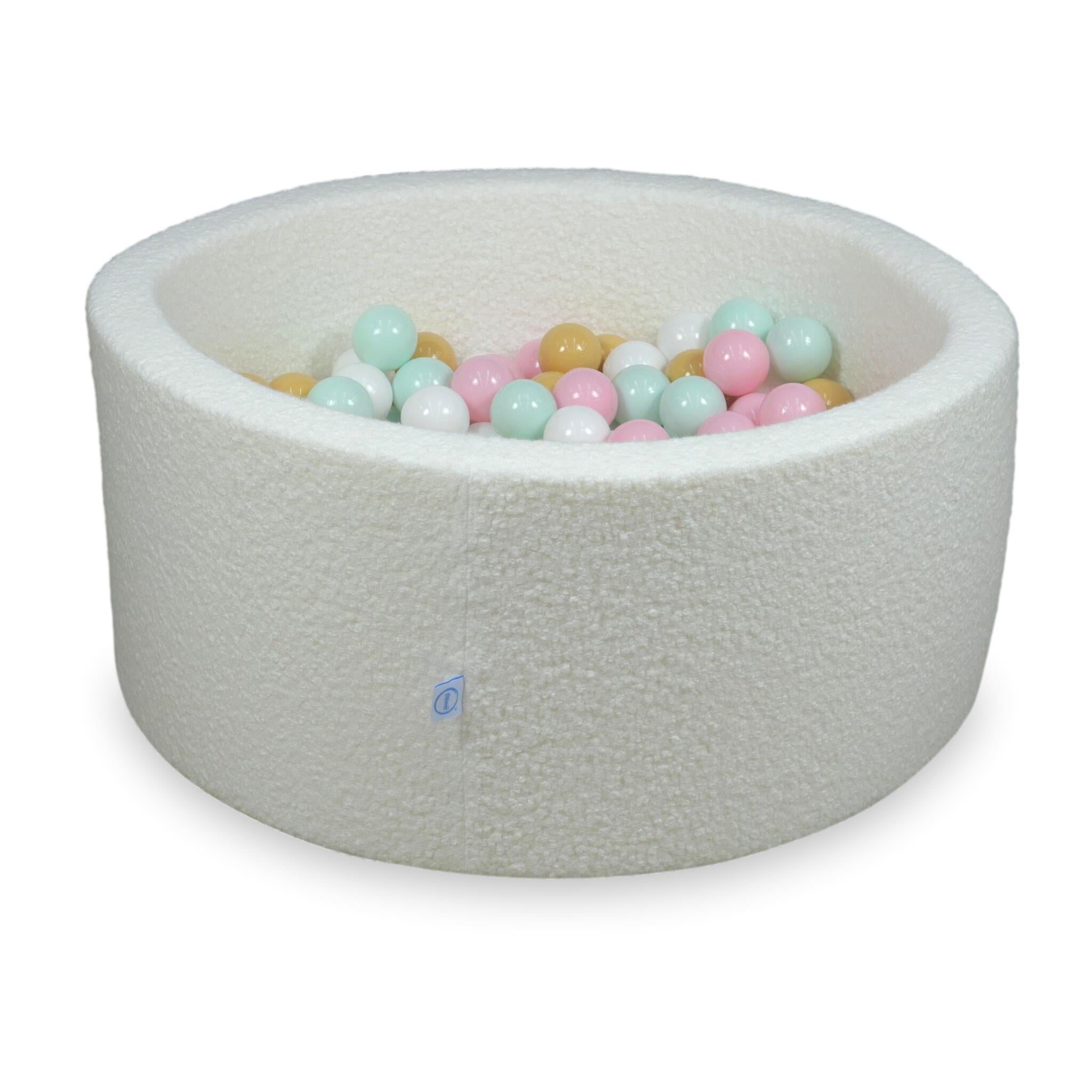 Piscine à balles en velours  Boucle Blanc 90x40 cm avec 300 balles