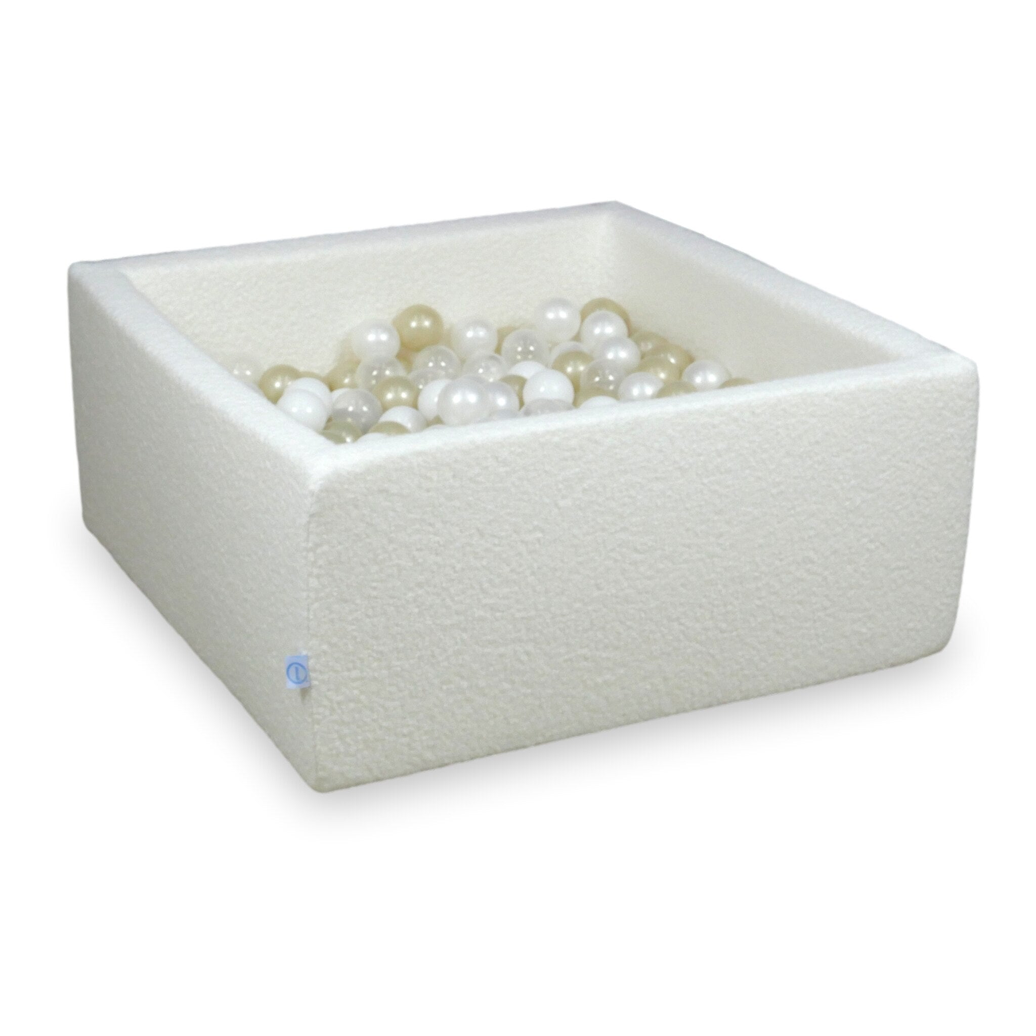 Piscine à balles carrée 90x90x40 cm en Bouclé Blanc, 400 balles