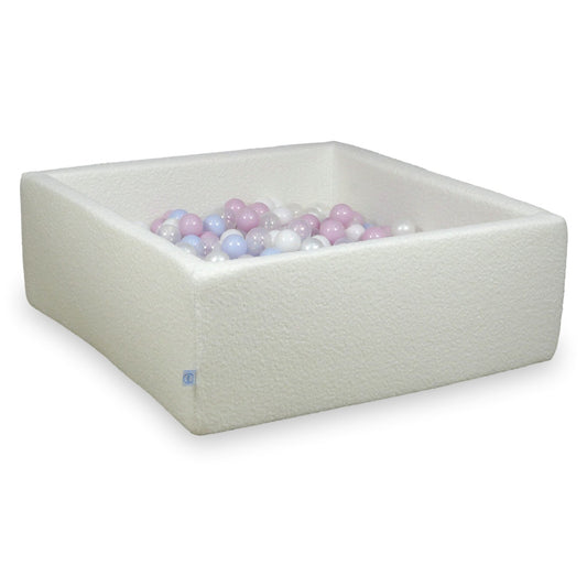 Piscine à Balles 110x110x40 Boucle Blanc balles 600 pcs (transparent, blanc, perle, rose perlé clair, bleu perlé clair)