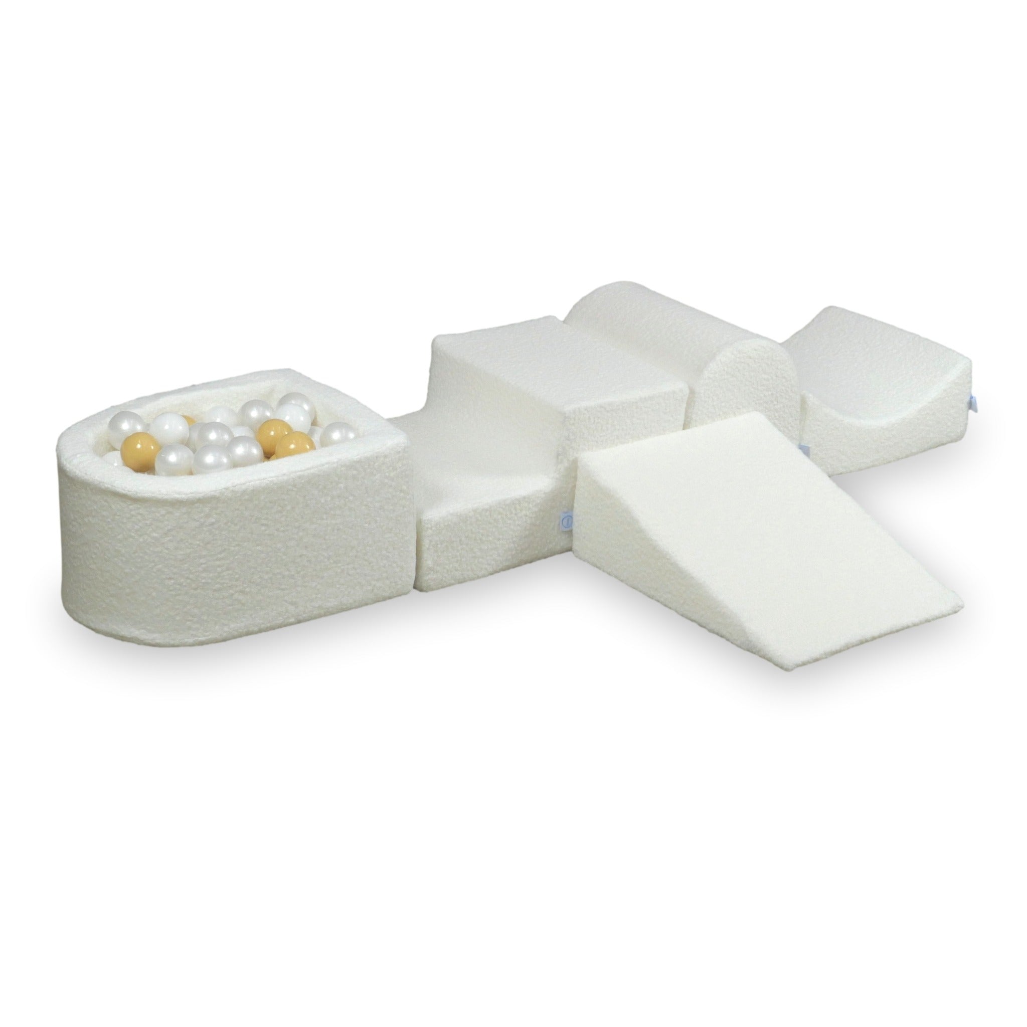 Aire de jeux en mousse avec colline et piscine micro Boucle Blanc + 100 balles