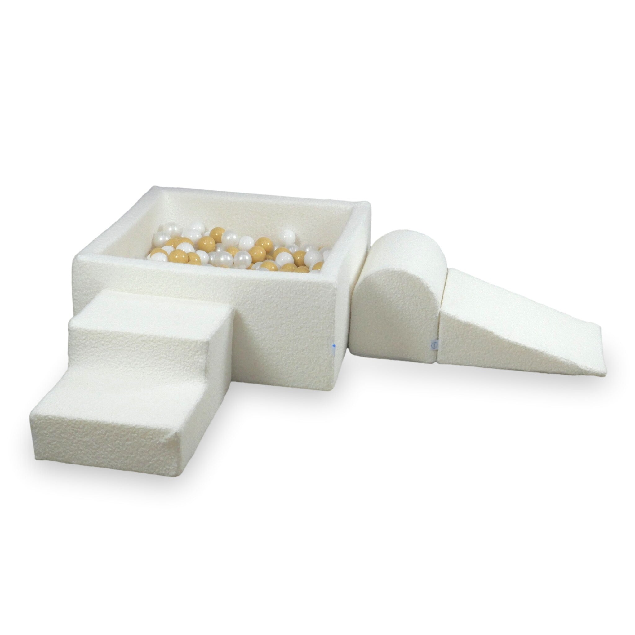 Aire de jeux en mousse avec piscine à balles carrée set de jeu enfant 90x90x40 Boucle Blanc + 400 balles