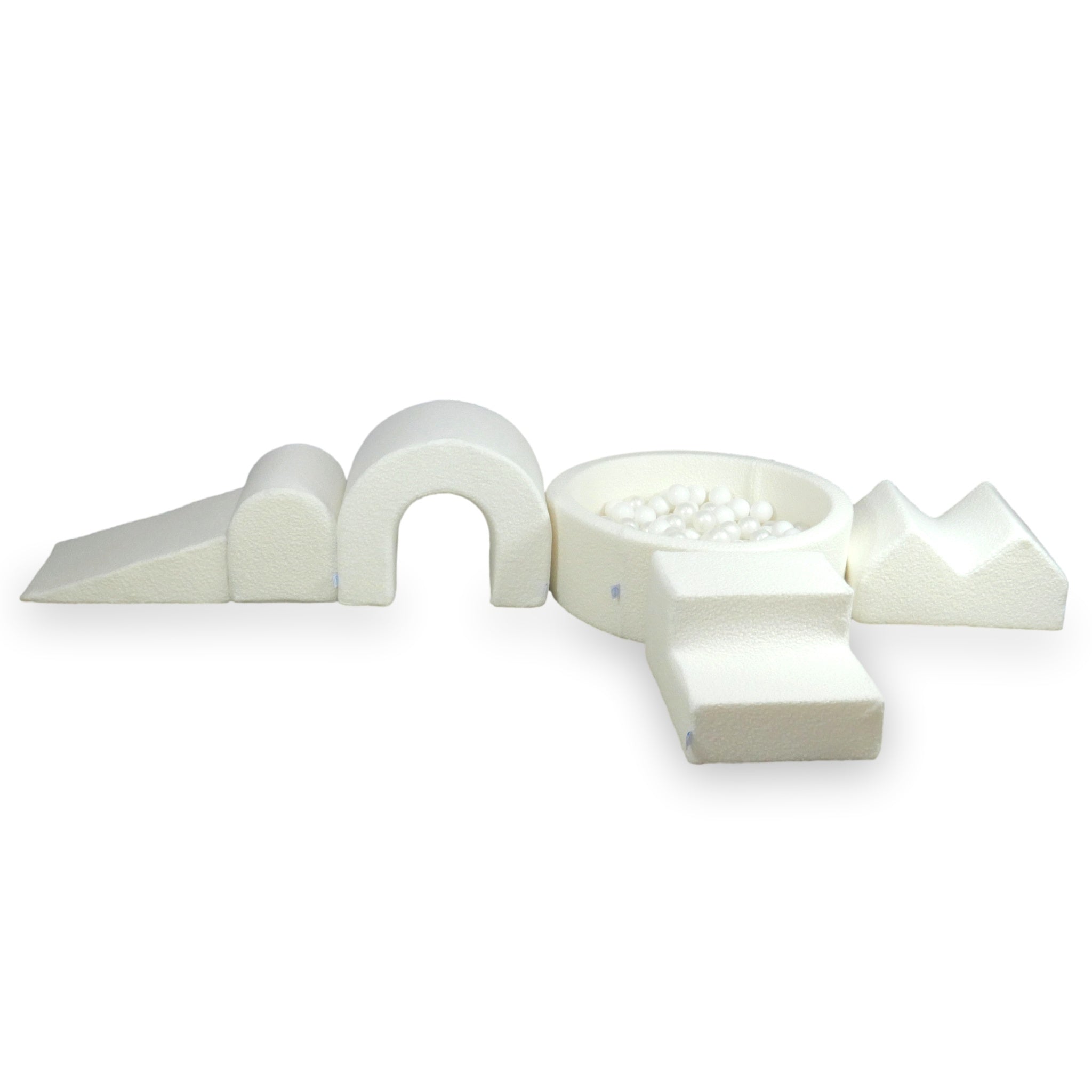 Aire de jeux en mousse avec piscine ronde 90x30 Boucle Blanc + 5 éléments + 200 balles