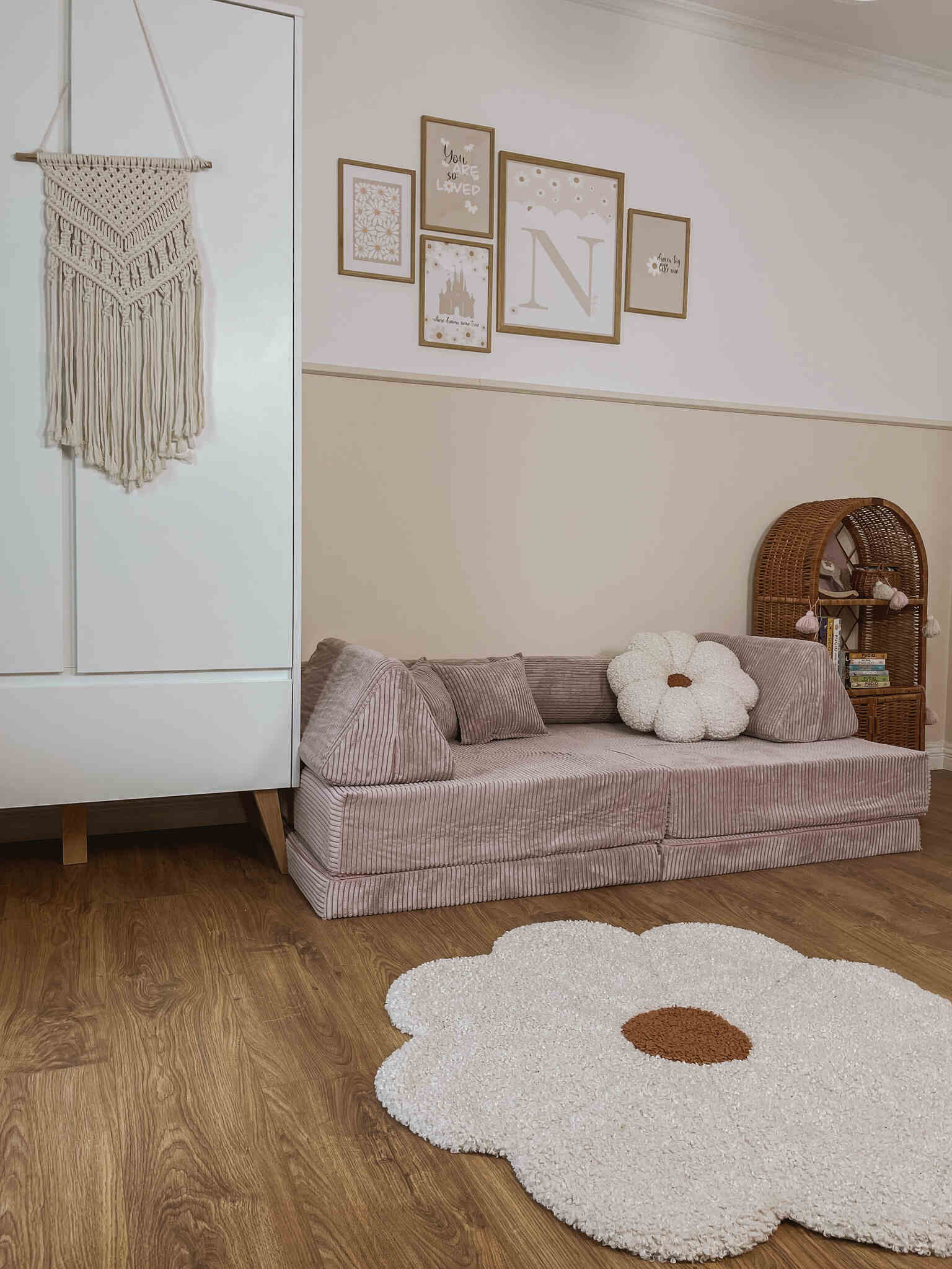 Canapé de jeu Montessori Confort en velours côtelé lavande