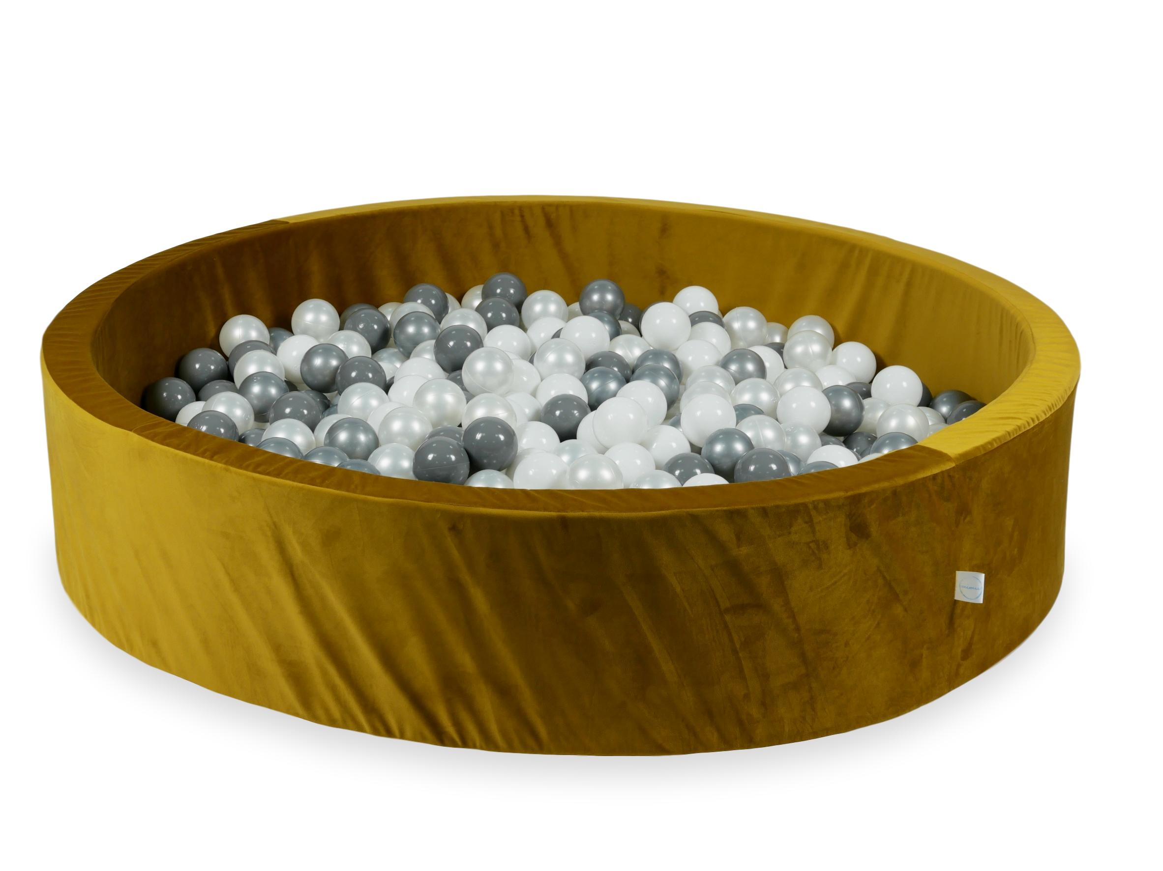 Piscine à balles en velours velvet dore 130x30 cm avec 600 balles