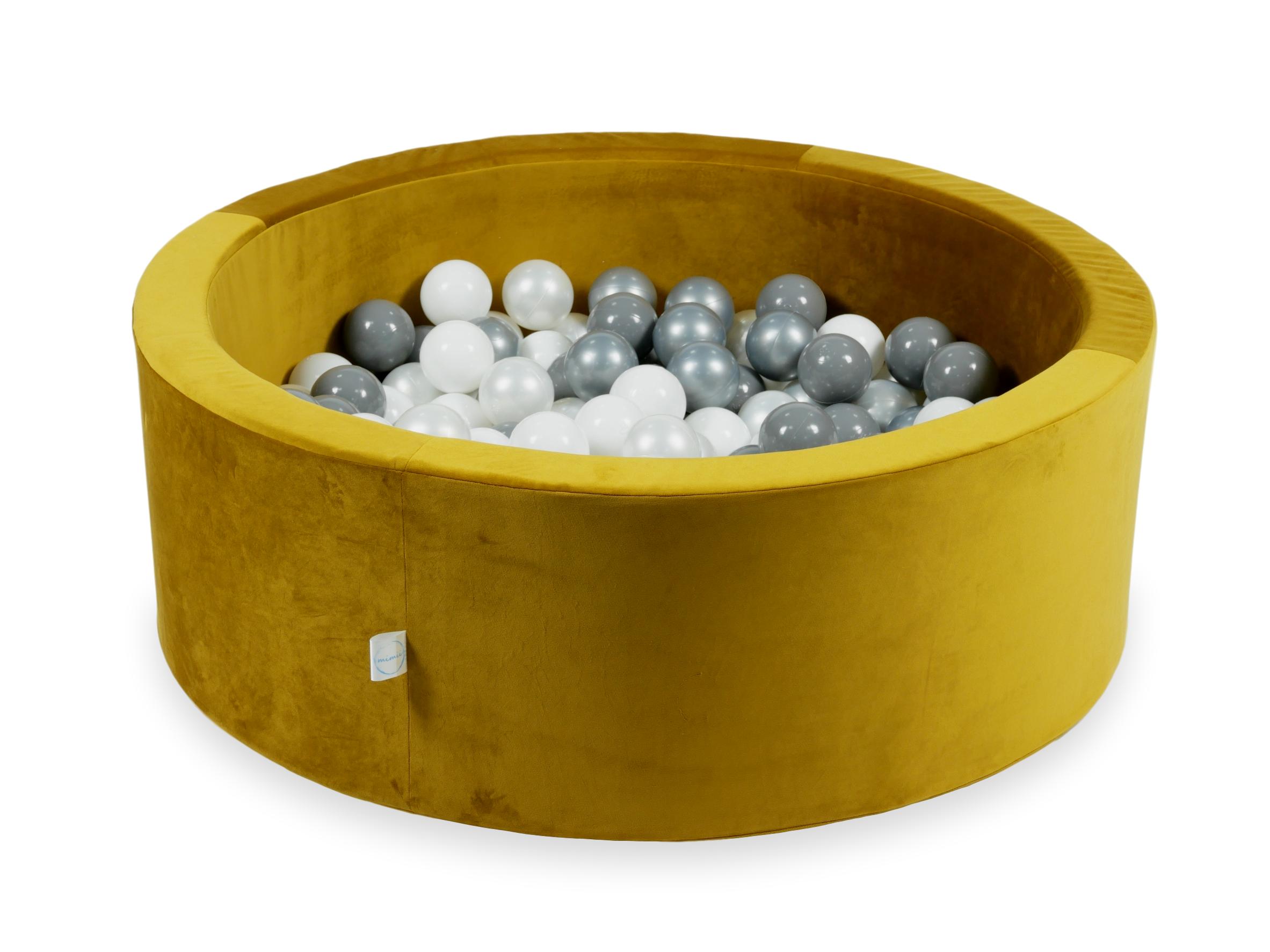 Piscine à balles en velours velvet or 90x30 cm avec 200 balles