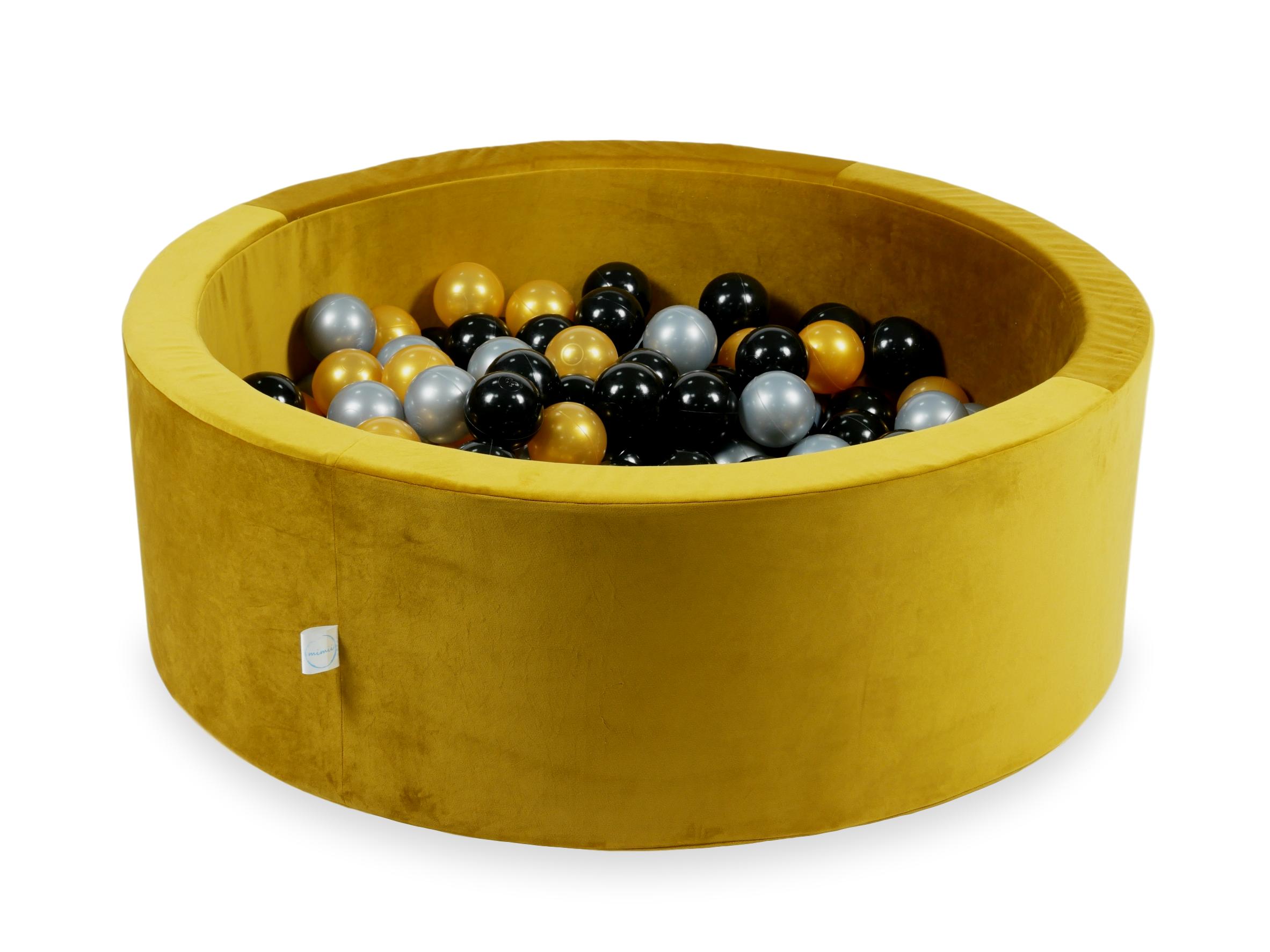 Piscine à balles en velours velvet or 90x30 cm avec 200 balles
