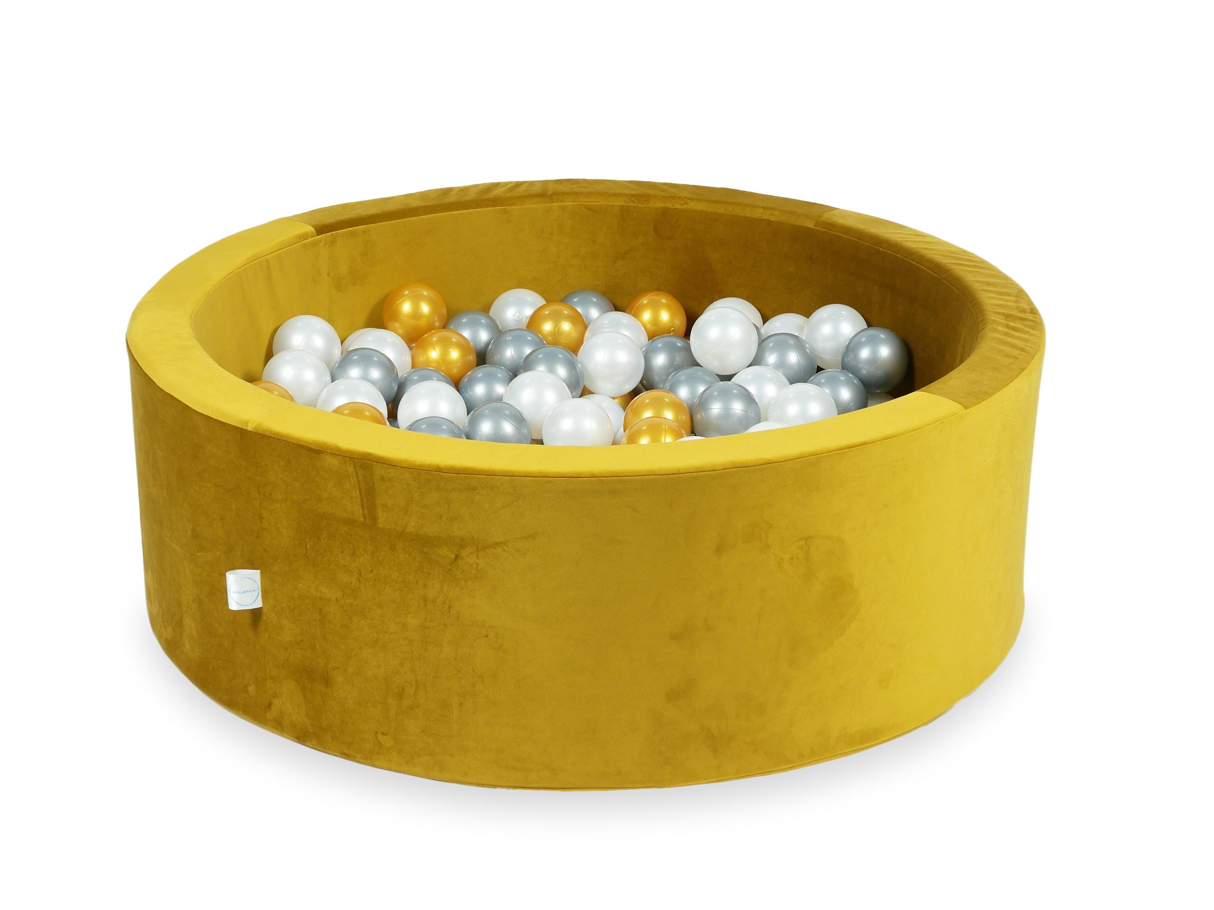 Piscine à balles en velours velvet or 90x30 cm avec 200 balles