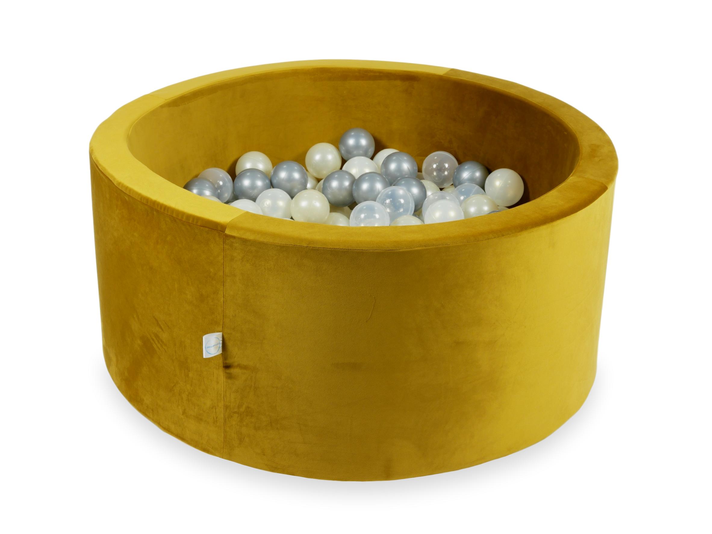 Piscine à balles en velours velvet dore 90x40 cm avec 300 balles