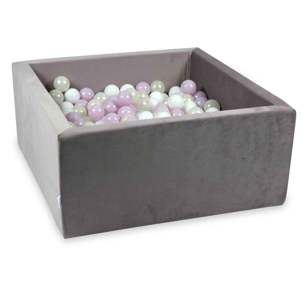 Piscine à balles carrée 90x90x40 cm en velours velvet Lilac, 400 balles