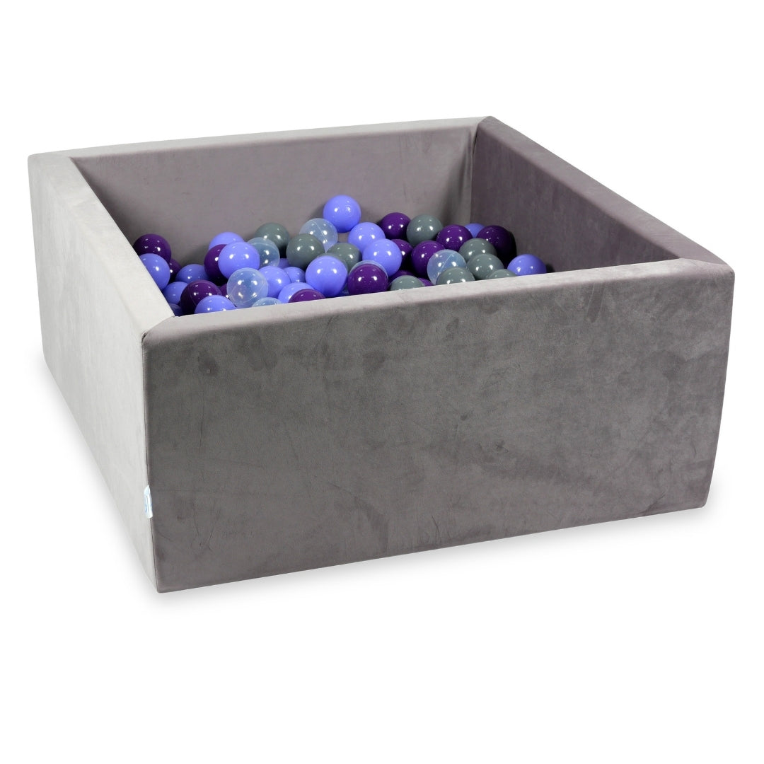 Piscine à balles carrée 90x90x40 cm en velours velvet Lilac, 400 balles