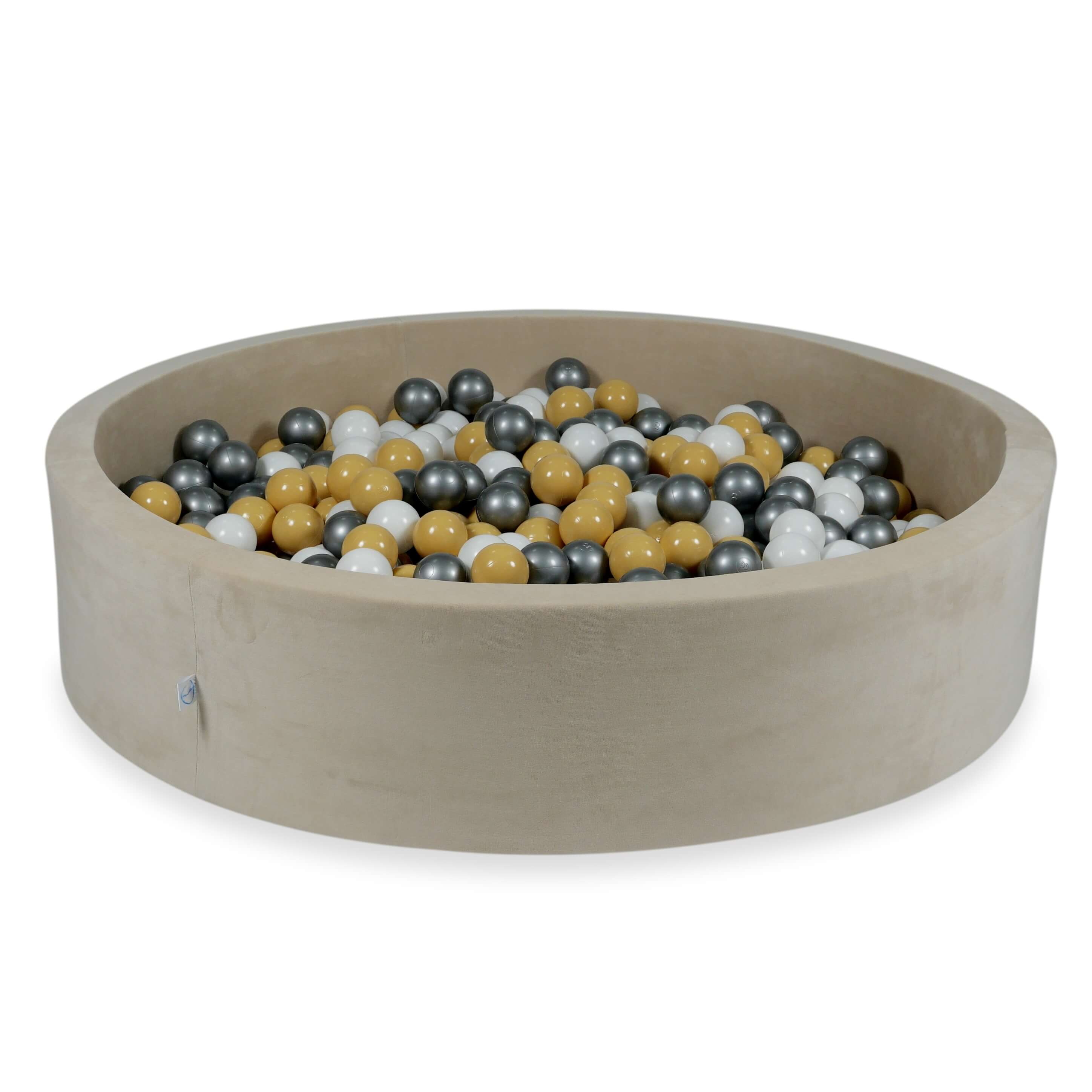 Piscine à balles en velvet soft beige 130x30 cm avec 600 balles
