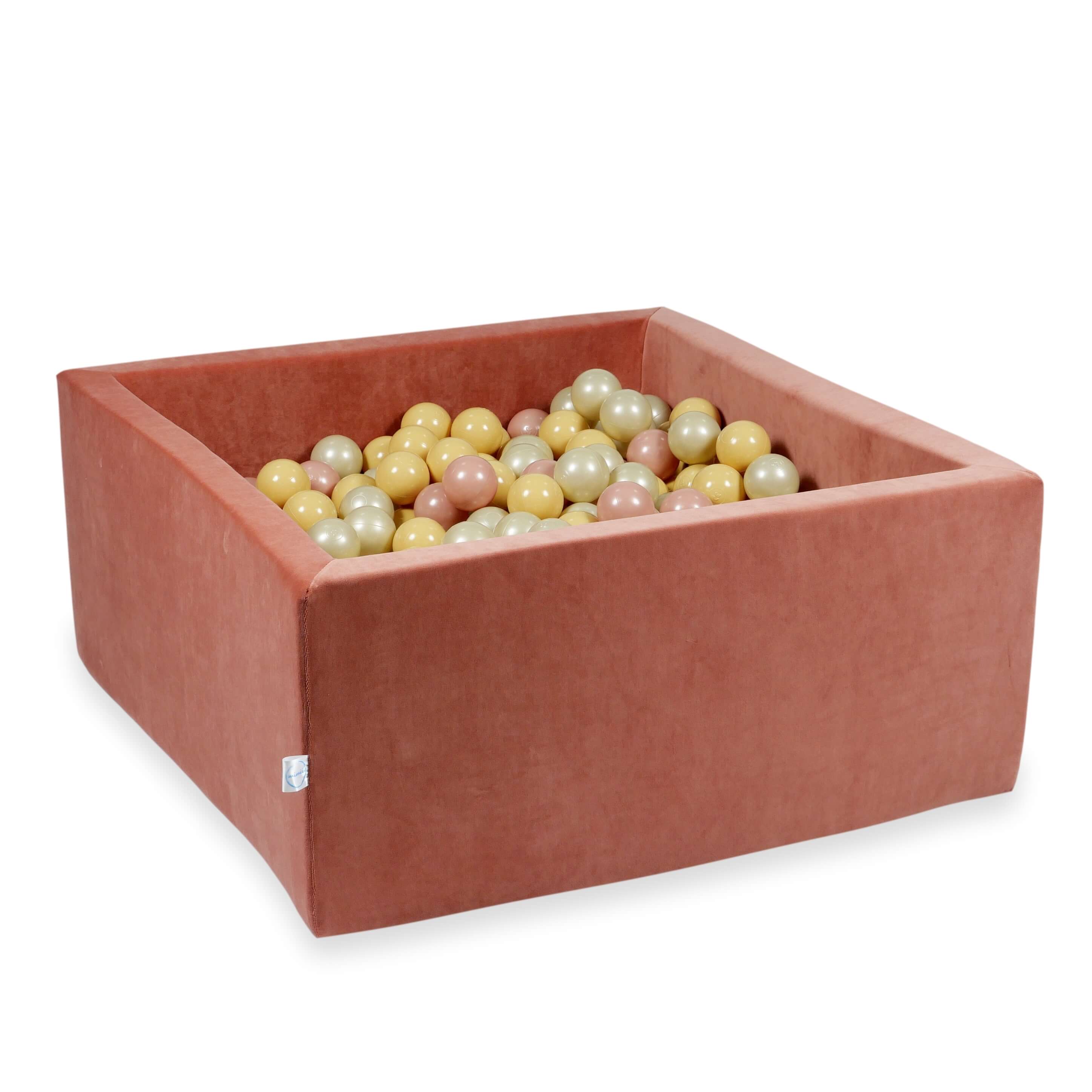 Piscine à balles carrée 90x90x40 cm en velvet soft Canyon Clay, 400 balles