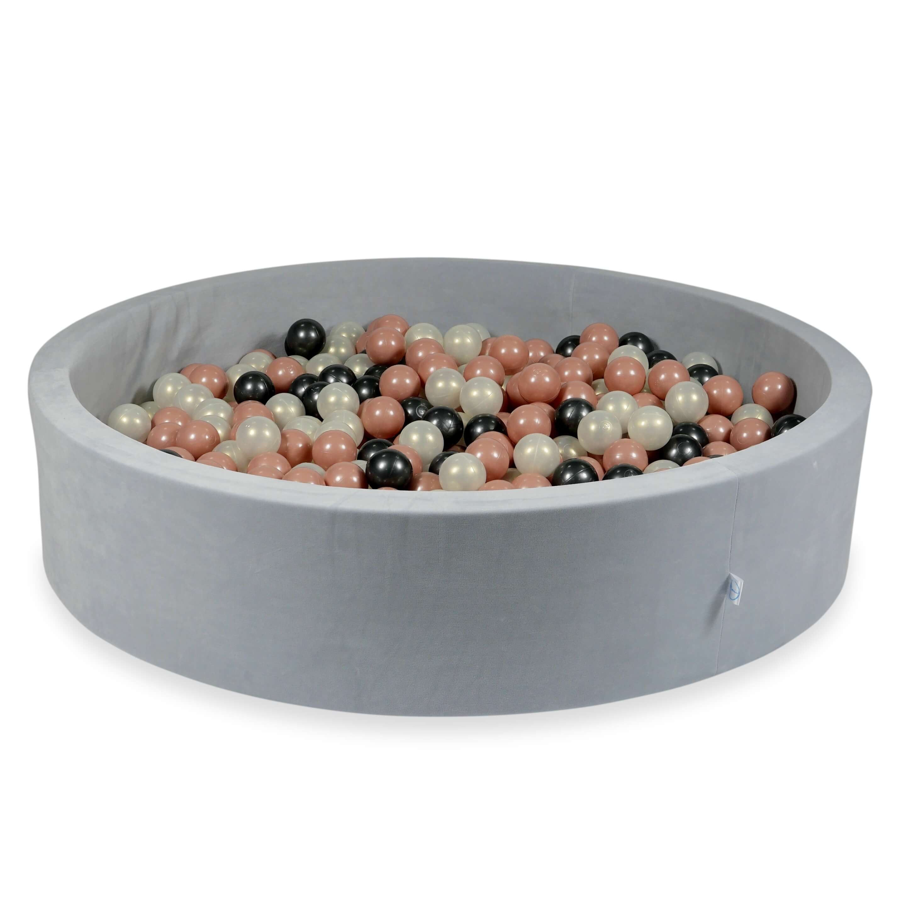 Piscine à balles en velours velvet soft gris clair 130x30 cm avec 600 balles