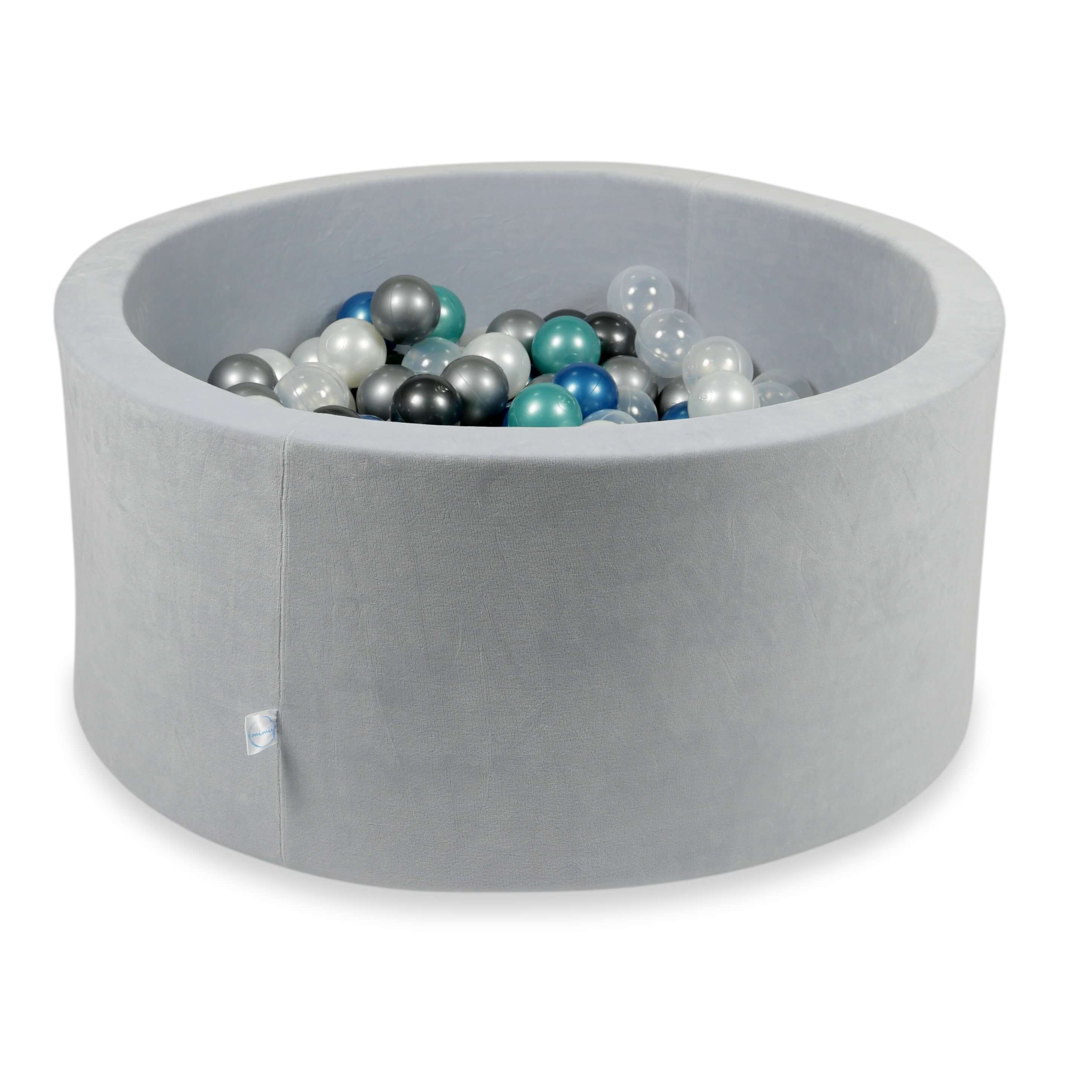 Piscine à balles en velours velvet soft gris clair 90x40 cm avec 300 balles