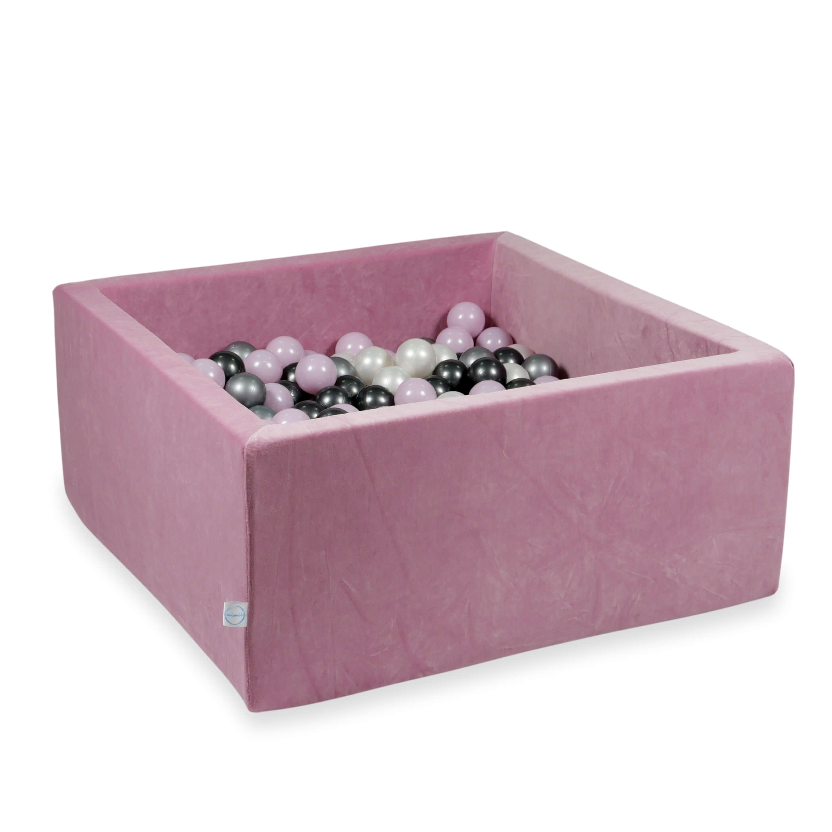 Piscine à balles carrée 90x90x40 cm en velvet soft Rose, 400 balles
