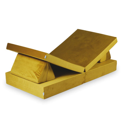 Canapé de jeu Montessori de luxe en velours doré