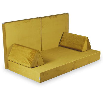 Canapé de jeu Montessori de luxe en velours doré