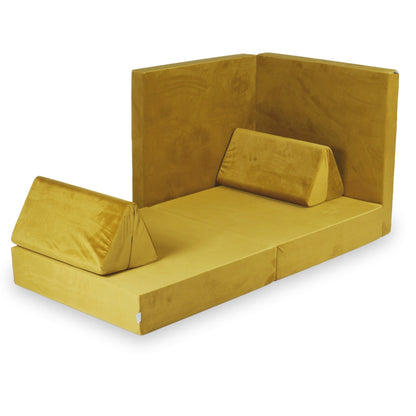 Canapé de jeu Montessori de luxe en velours doré