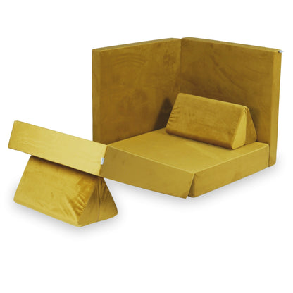 Canapé de jeu Montessori de luxe en velours doré