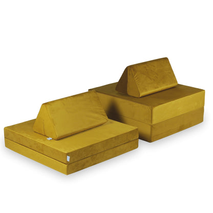 Canapé de jeu Montessori de luxe en velours doré