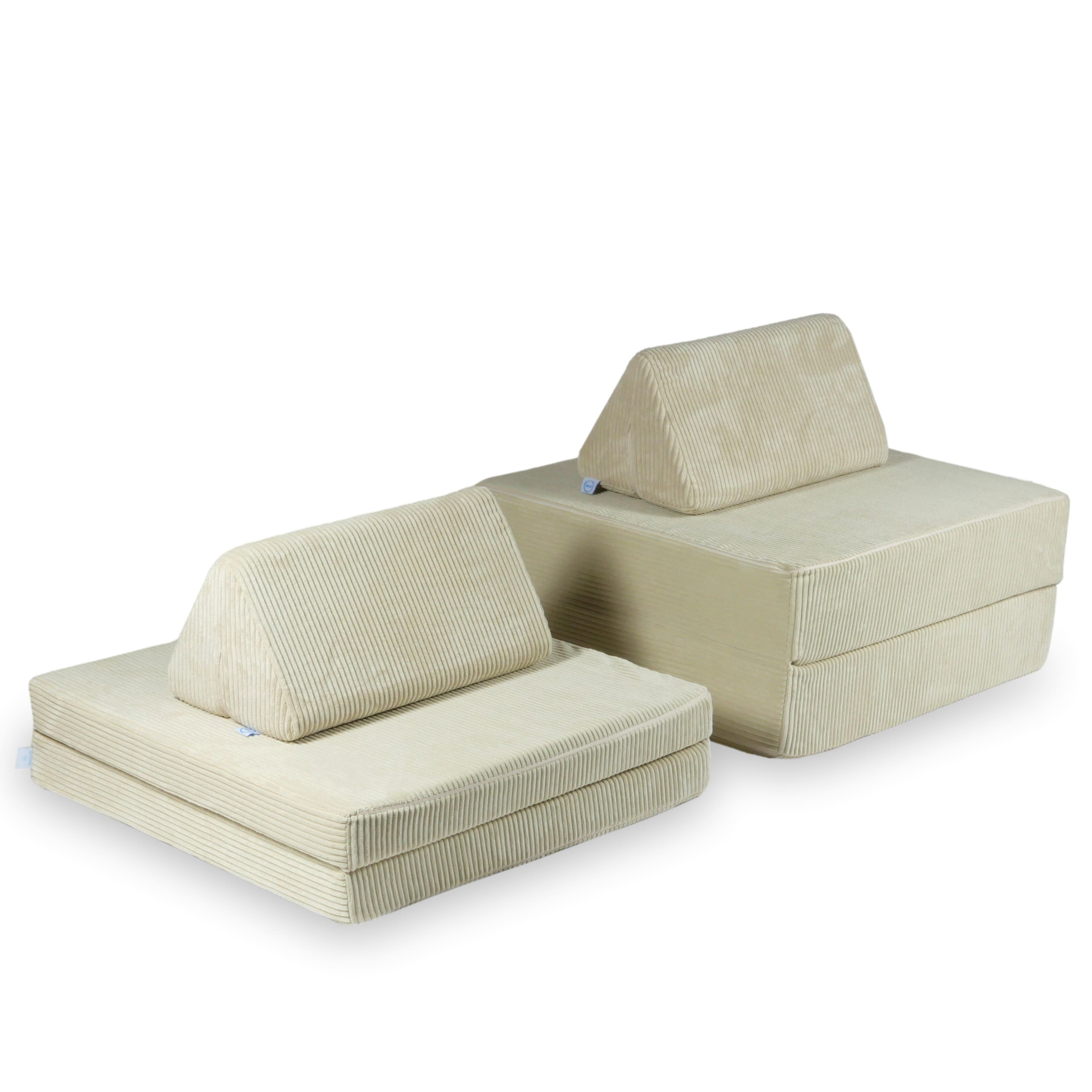 Canapé de jeu Montessori en Côtelé Beige