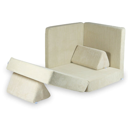 Canapé de jeu Montessori en Côtelé Beige