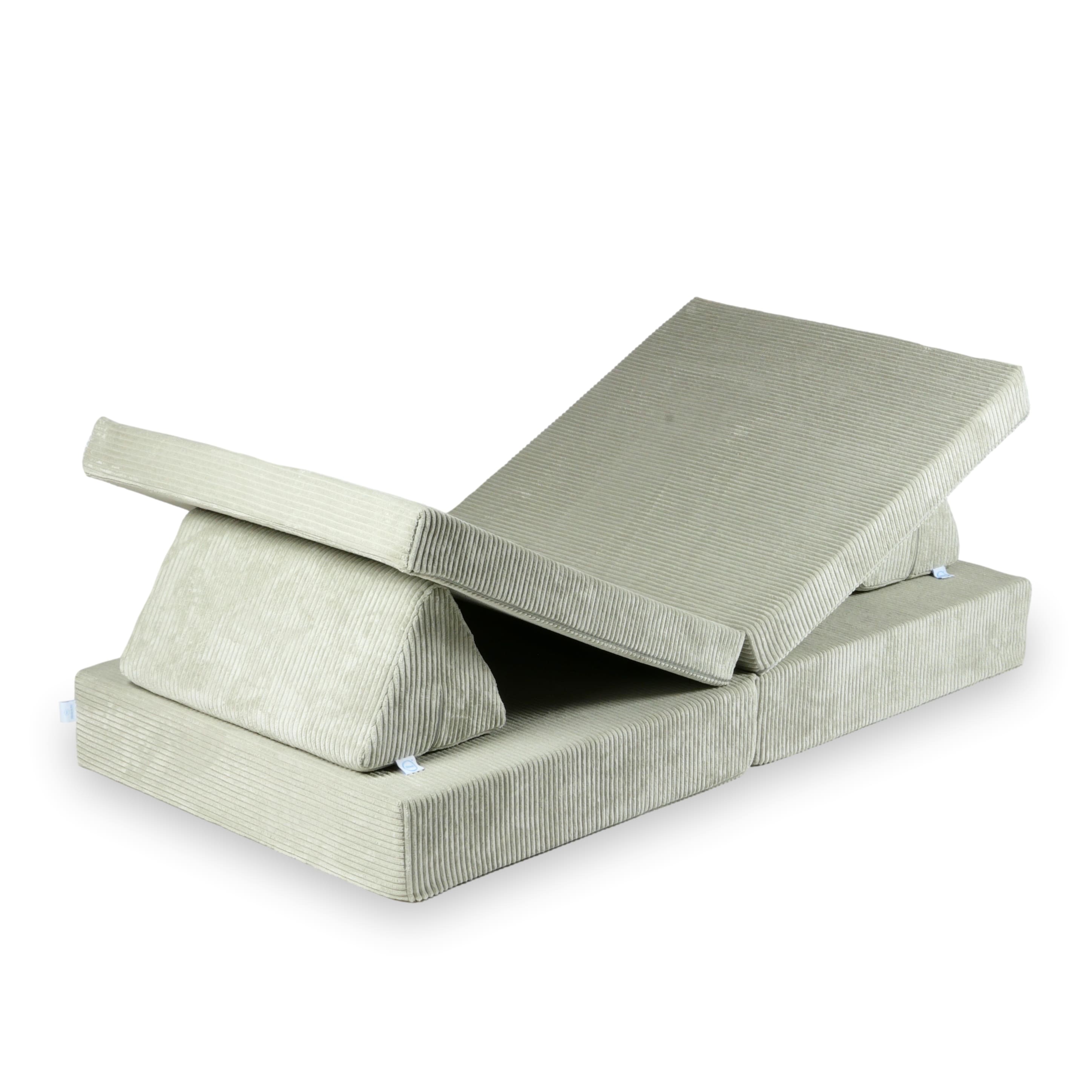 Canapé de jeu Montessori de luxe en velours côtelé gris